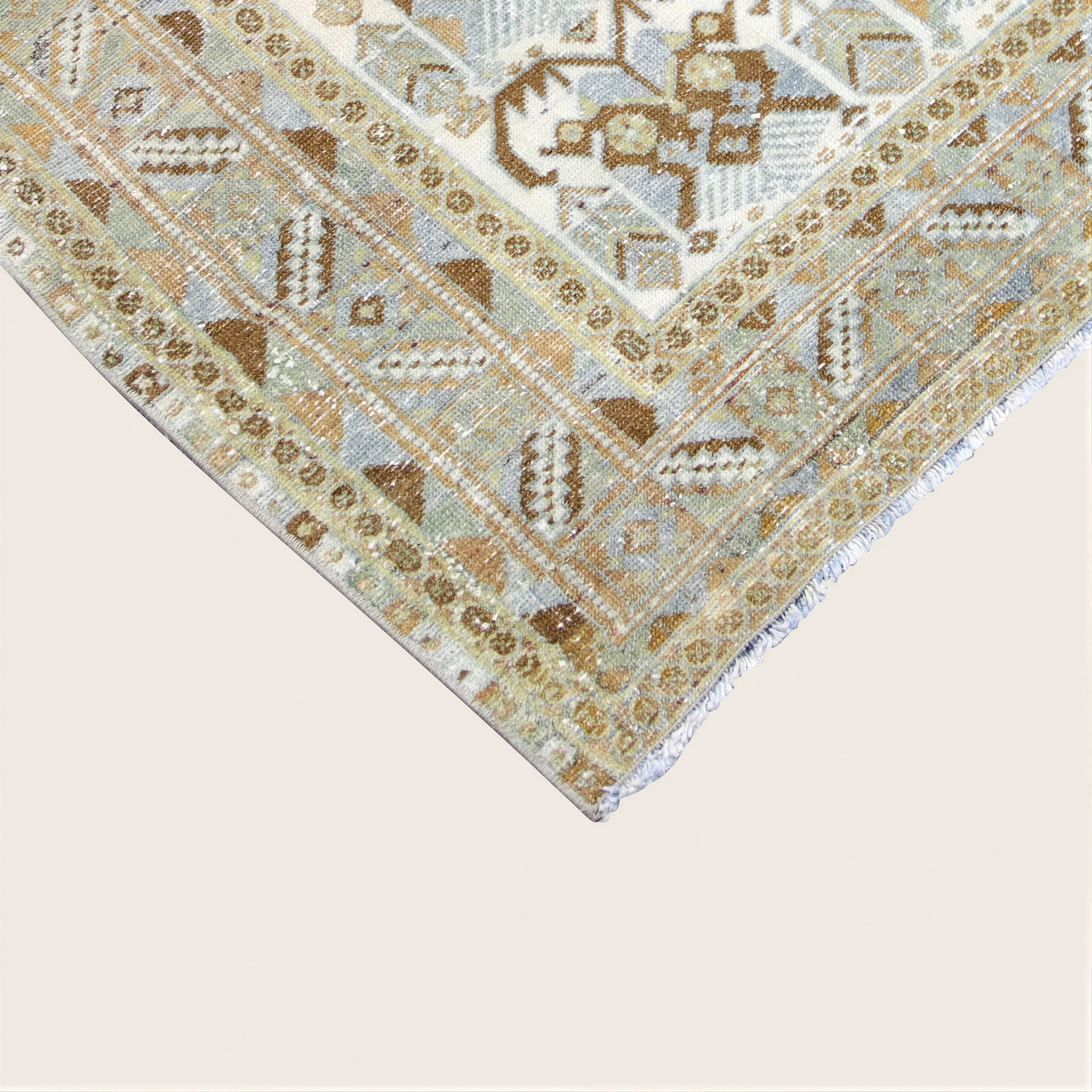 Ivory Vintage Antique Traditional Melayer Wool Rug - 4'8" x 5'8" - Image 2