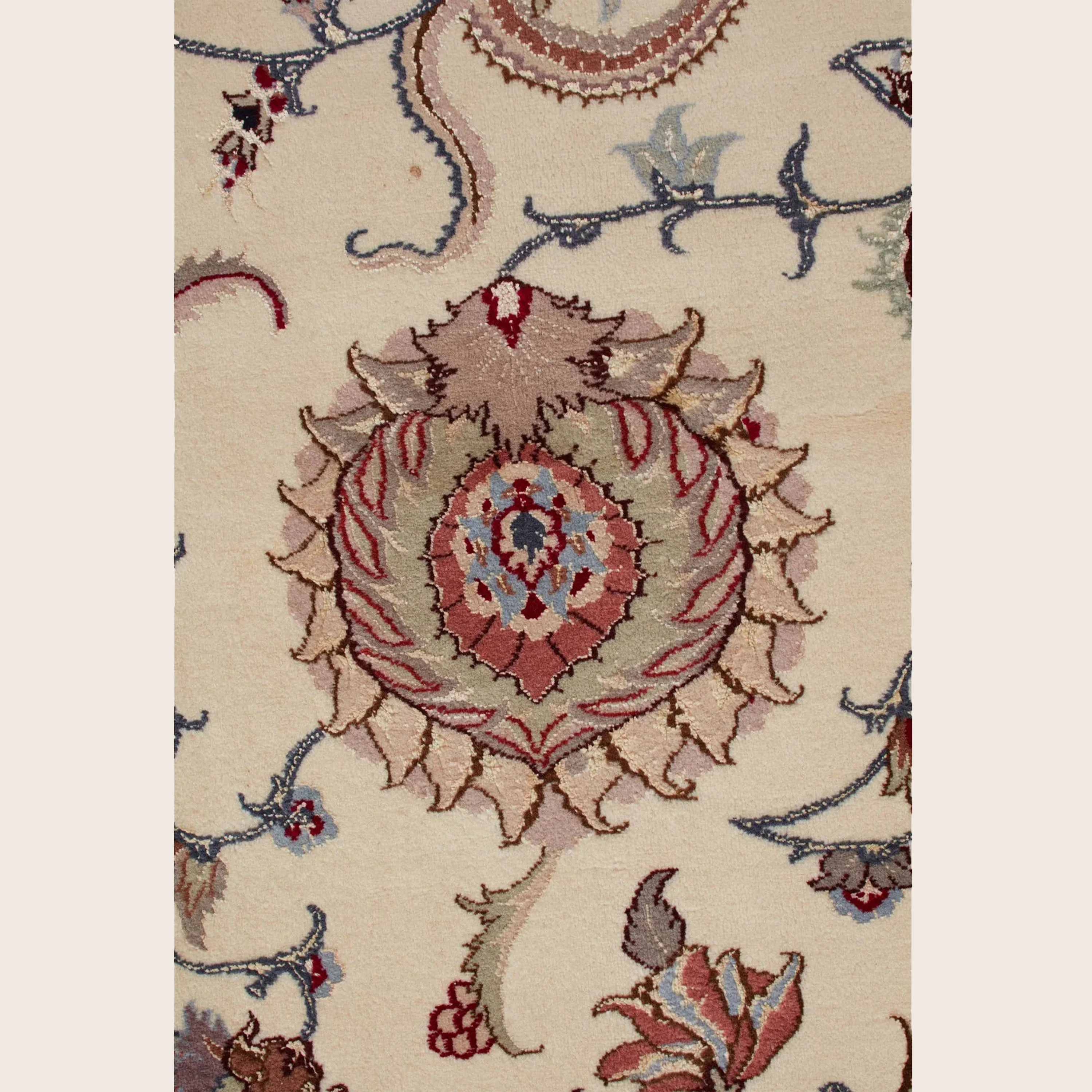 Ivory Traditional Persian Tabriz Wool Rug - 8'2" x 10'3" - Image 4