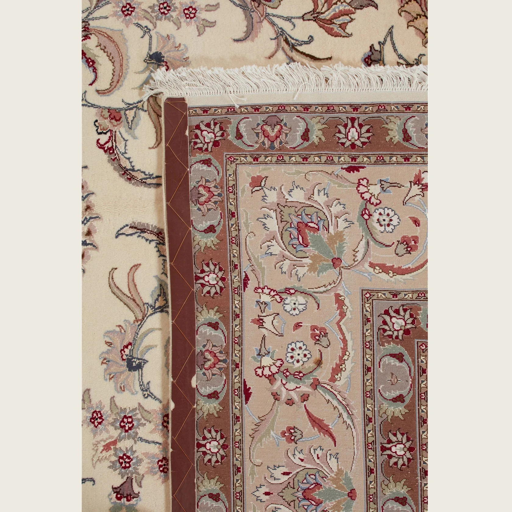 Ivory Traditional Persian Tabriz Wool Rug - 8'2" x 10'3" - Image 7