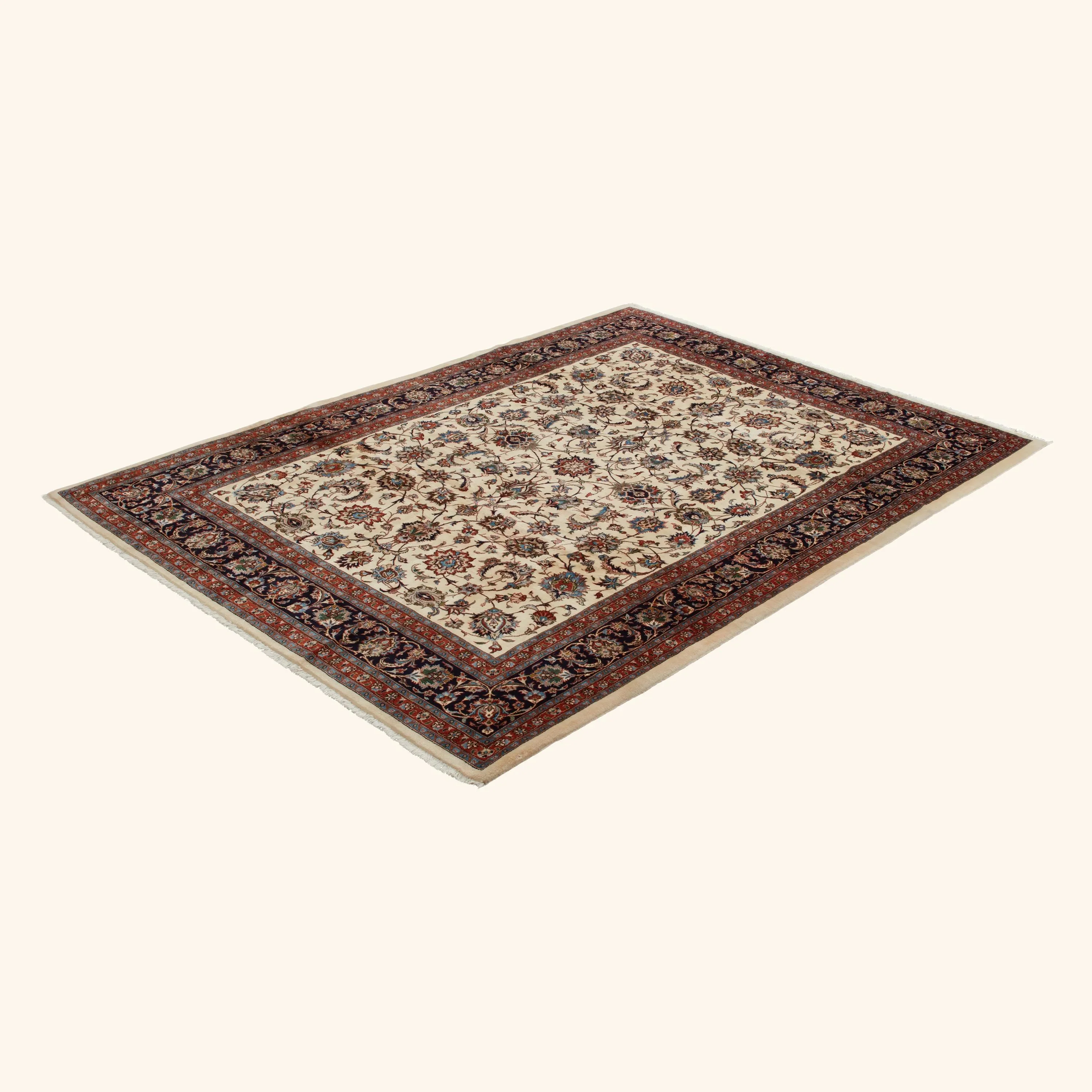 Ivory Traditional Persian Kashmar Wool Rug - 8'2" x 11'1" - Image 3