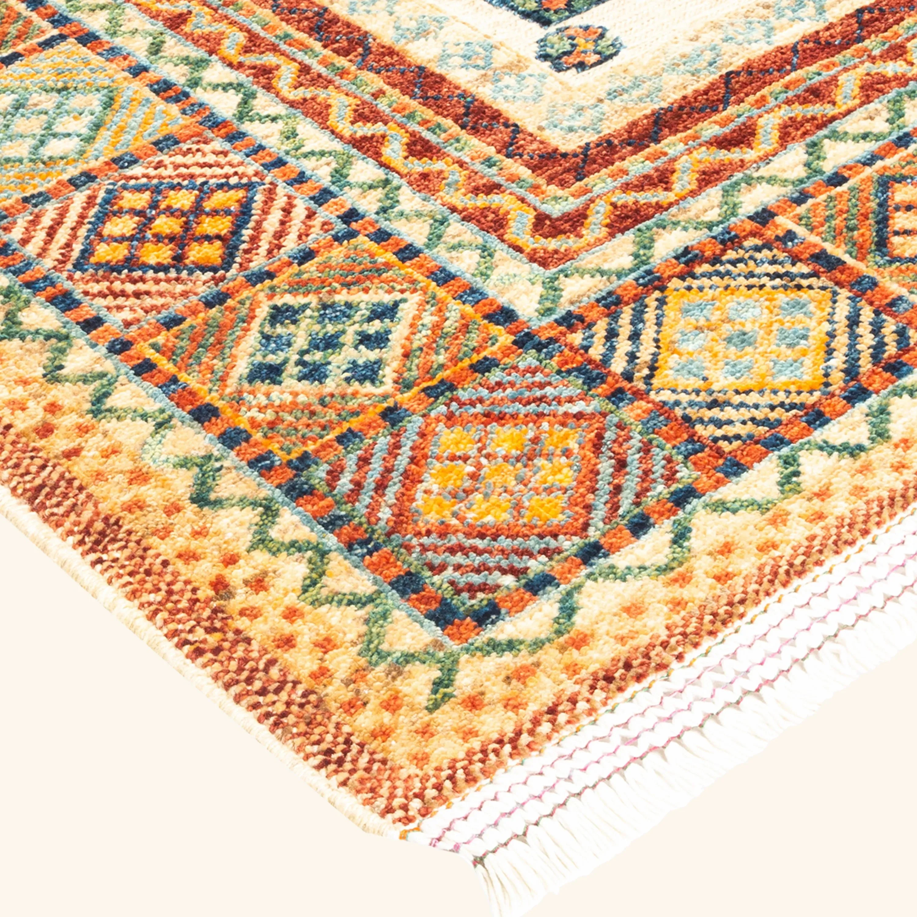 Multicolored Traditional Wool Rug - 5' 10" x 8' 3" - Image 3
