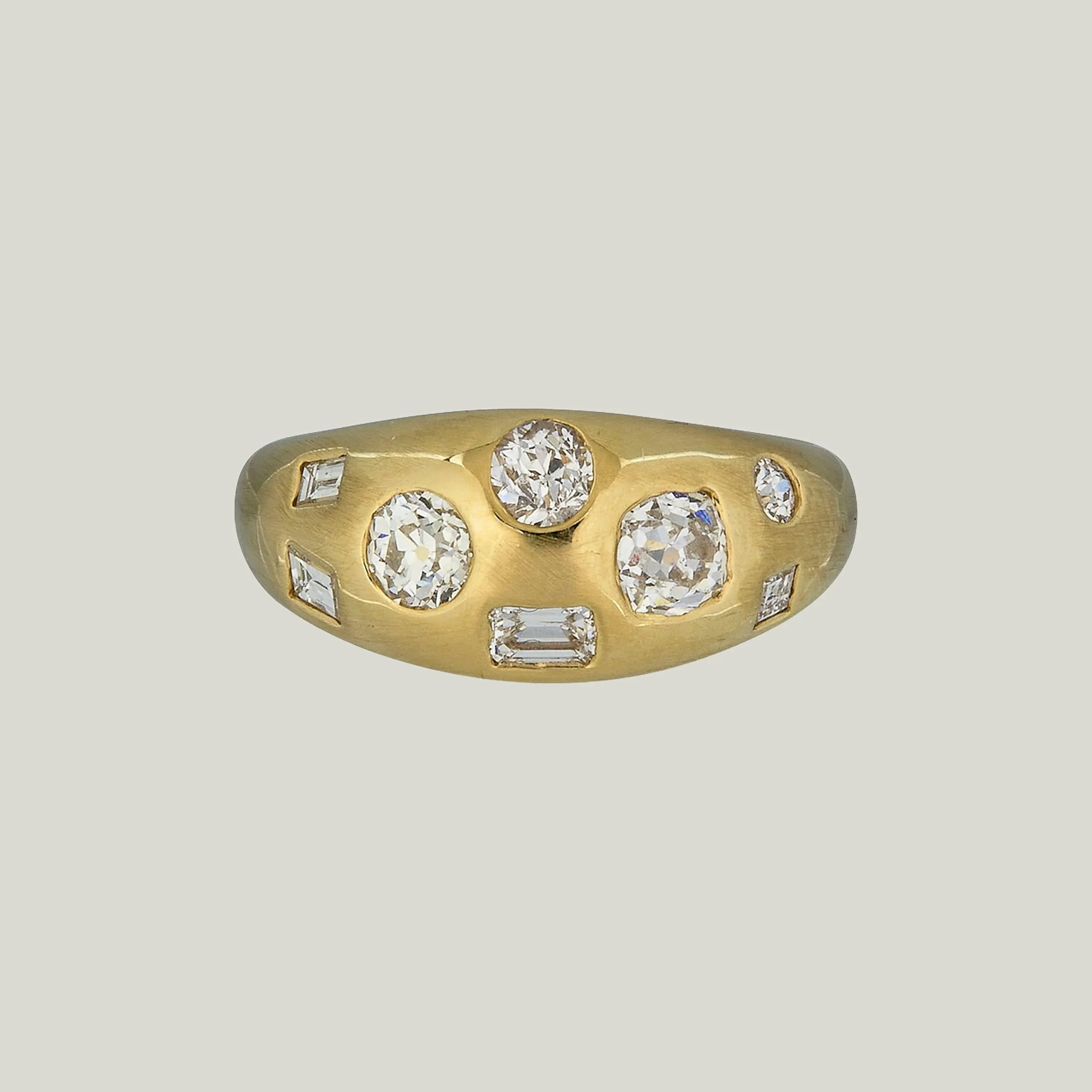 Mixed Cut Diamond Bombé Ring