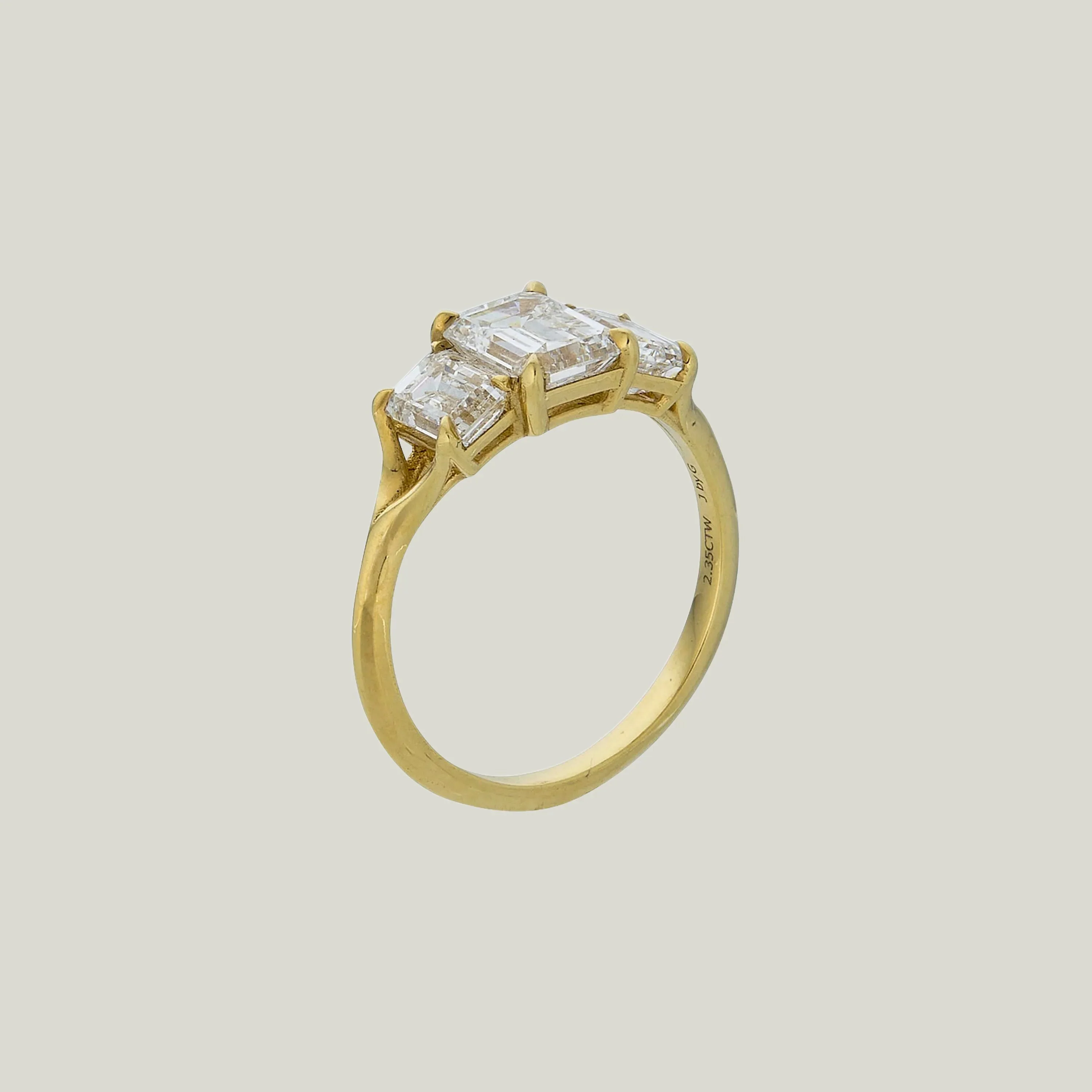 Emerald Cut Diamond Trilogy Ring - Image 2