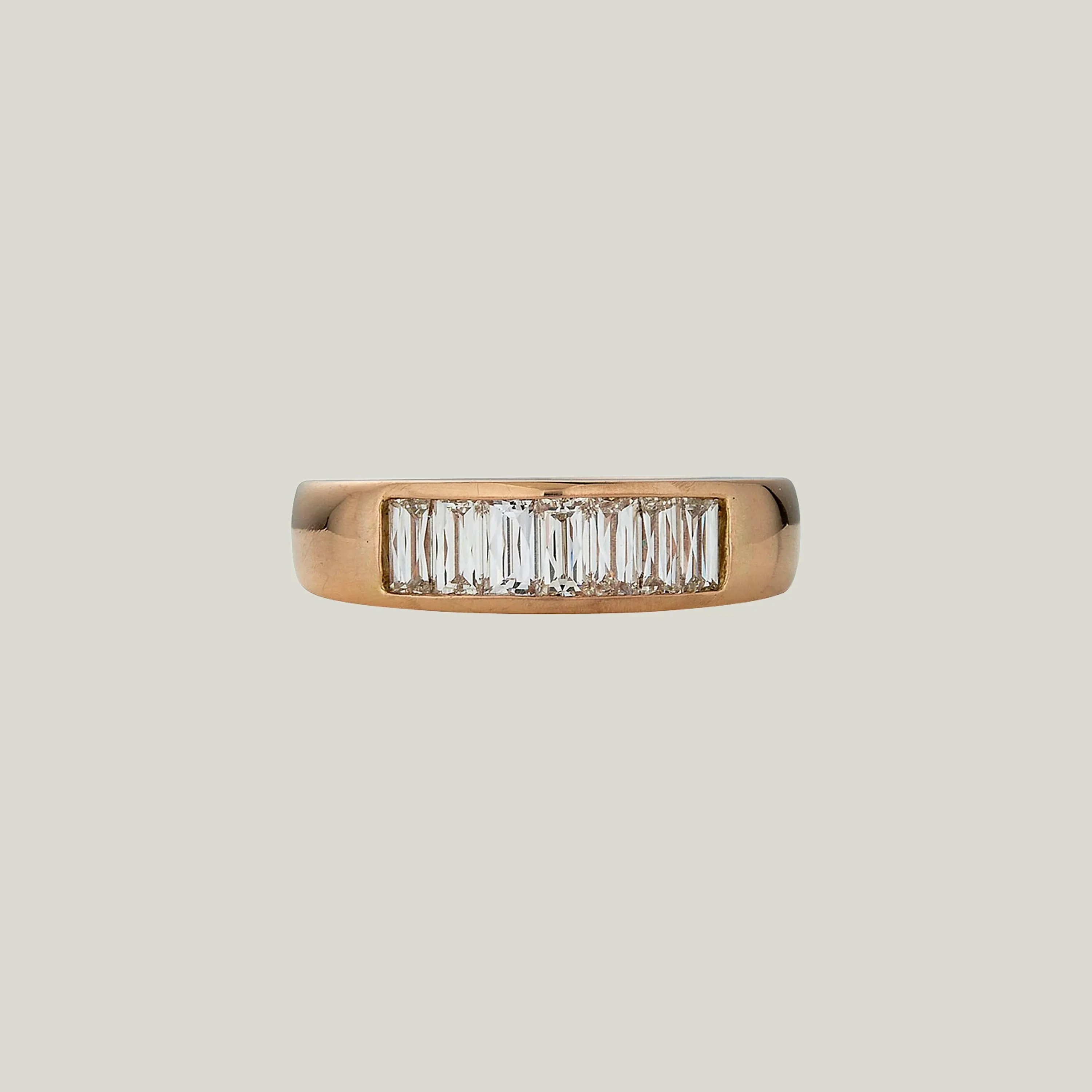 Contemporary 18K Rose Gold French Baguette Diamond Band