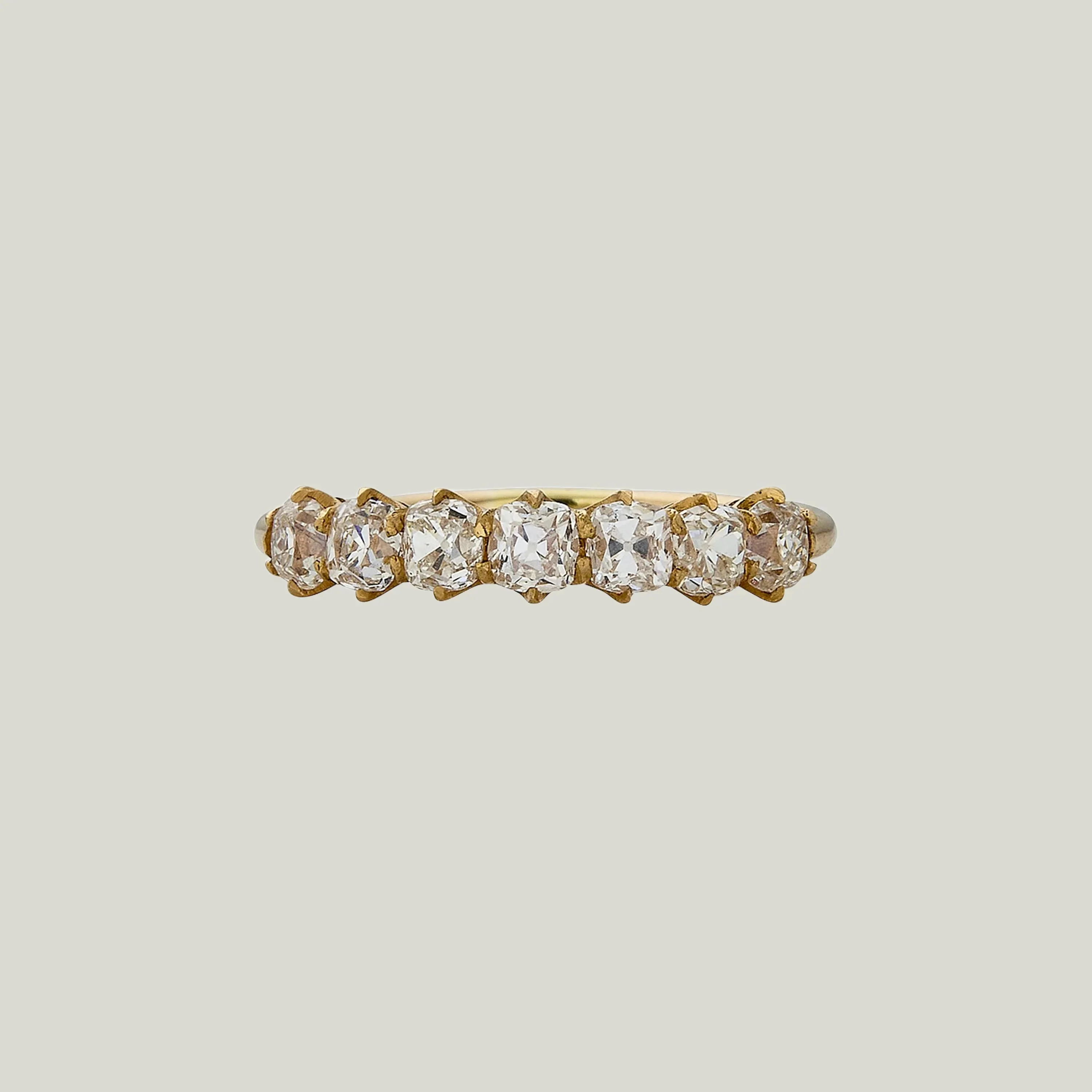 Contemporary 18K Yellow gold Petite Old Mine Cut Diamond Band