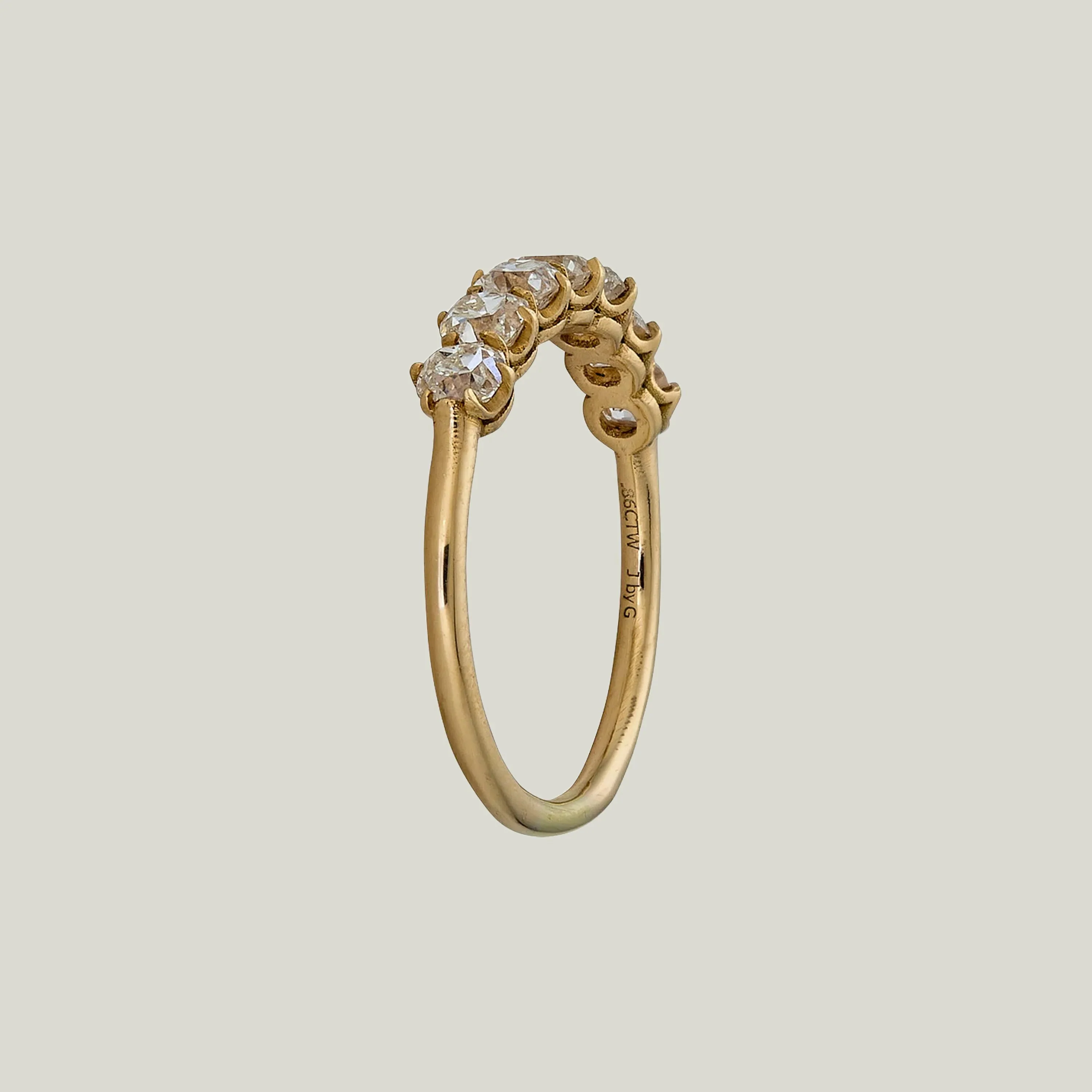 Contemporary 18K Yellow gold Petite Old Mine Cut Diamond Band - Image 2
