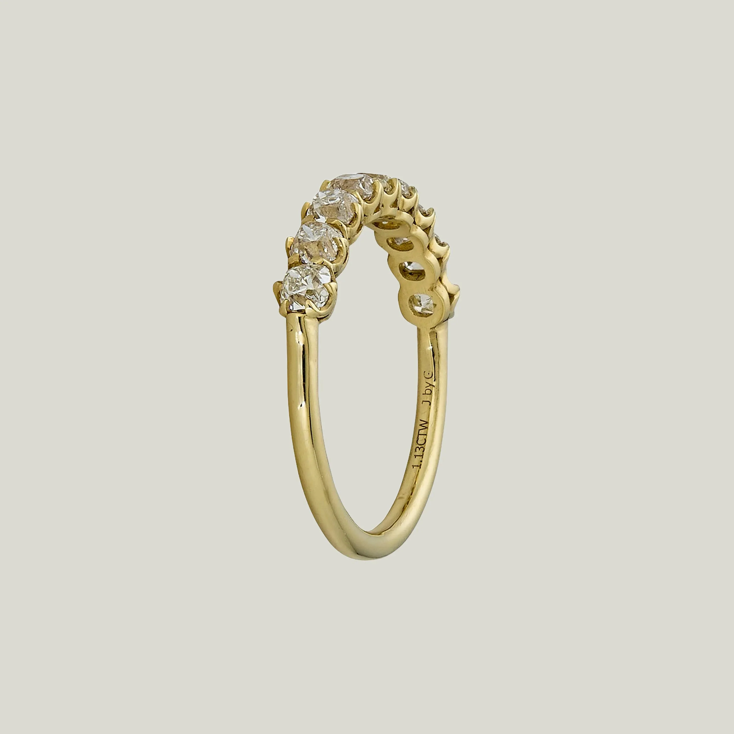 Contemporary 18K Yellow Gold Old Mine Cut Diamond Half-Hoop Band - Image 2