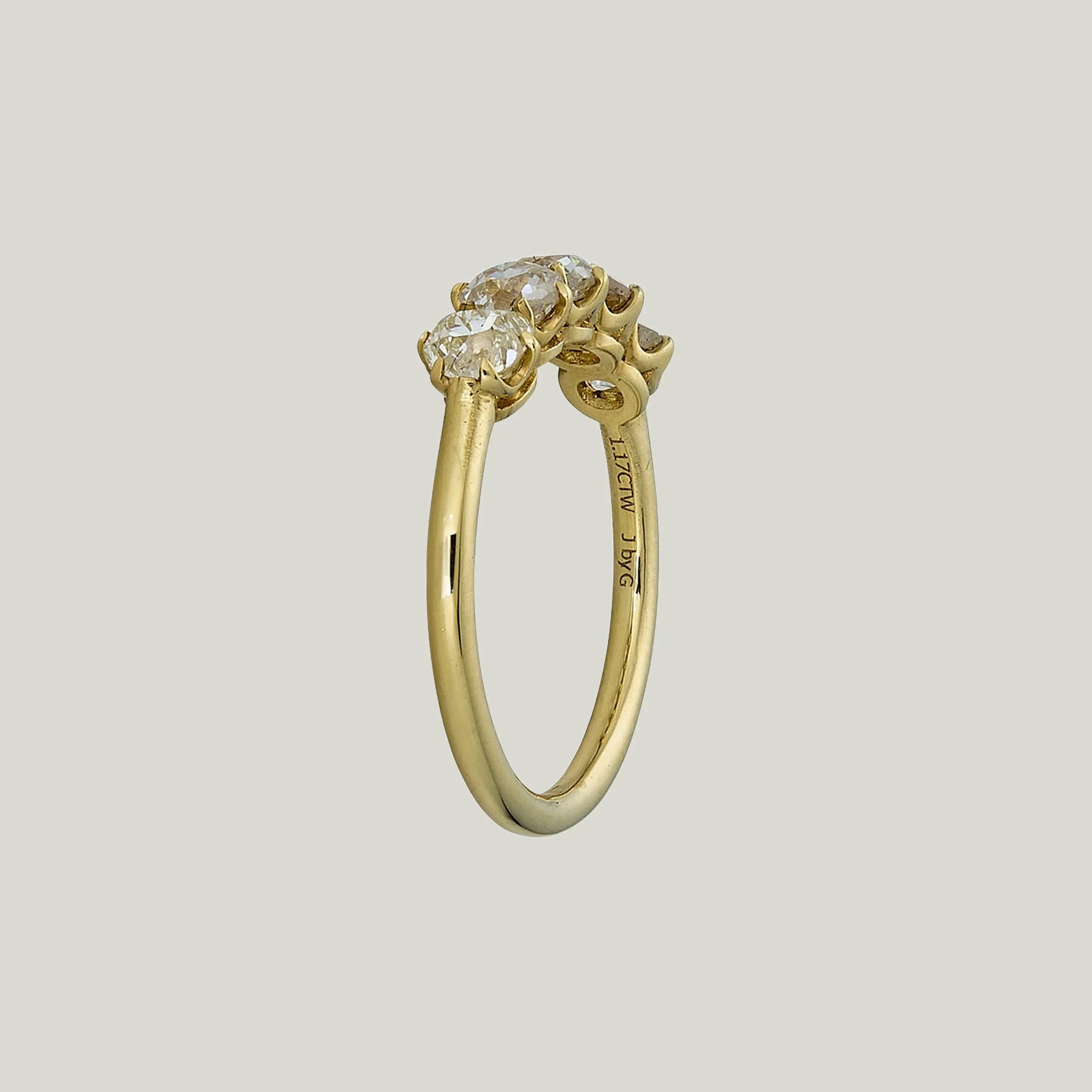 Contemporary 18K Yellow Gold Old Mine Cut Diamond Band - Image 2