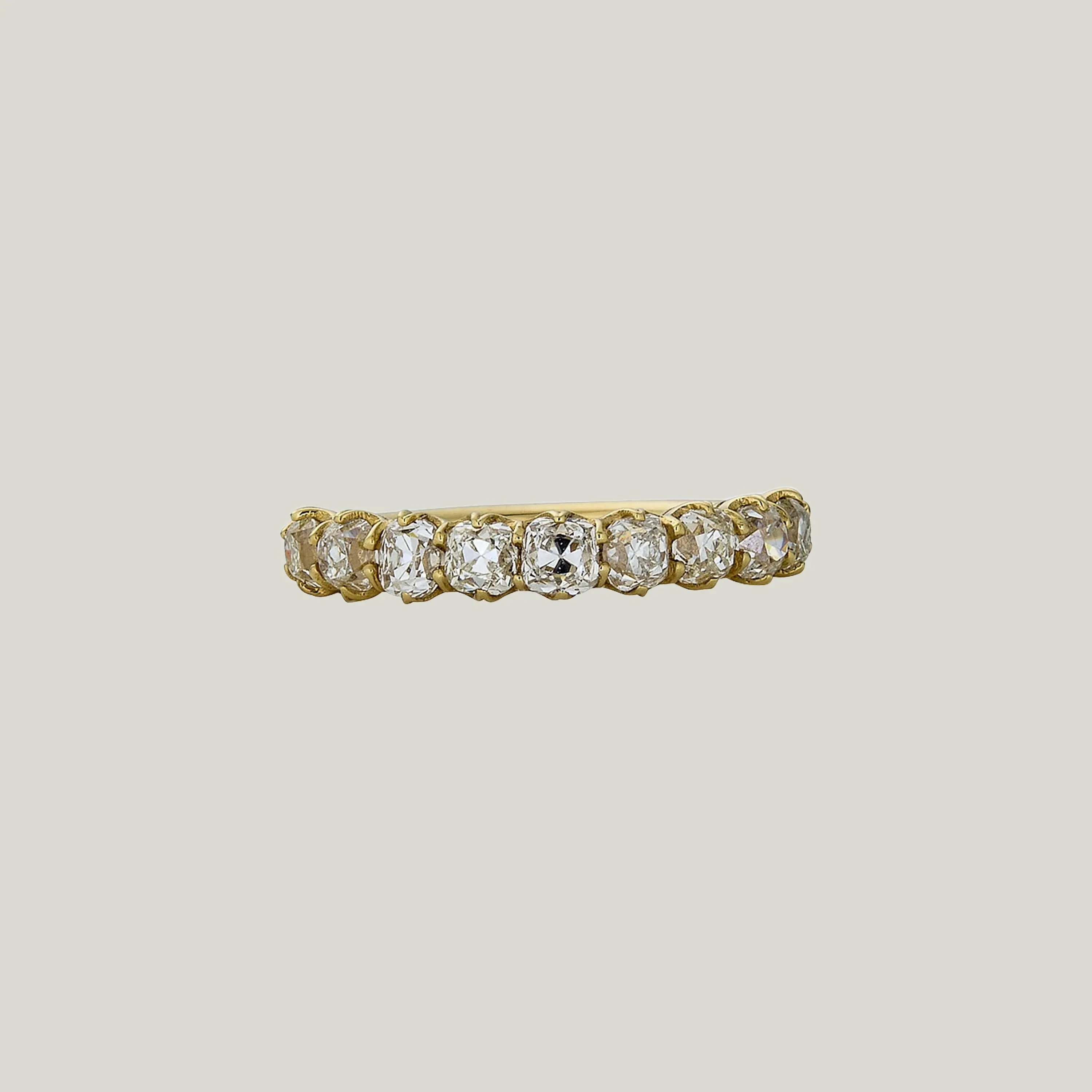Contemporary 18K Yellow Gold Old Mine Cut Diamond Half-Hoop Band