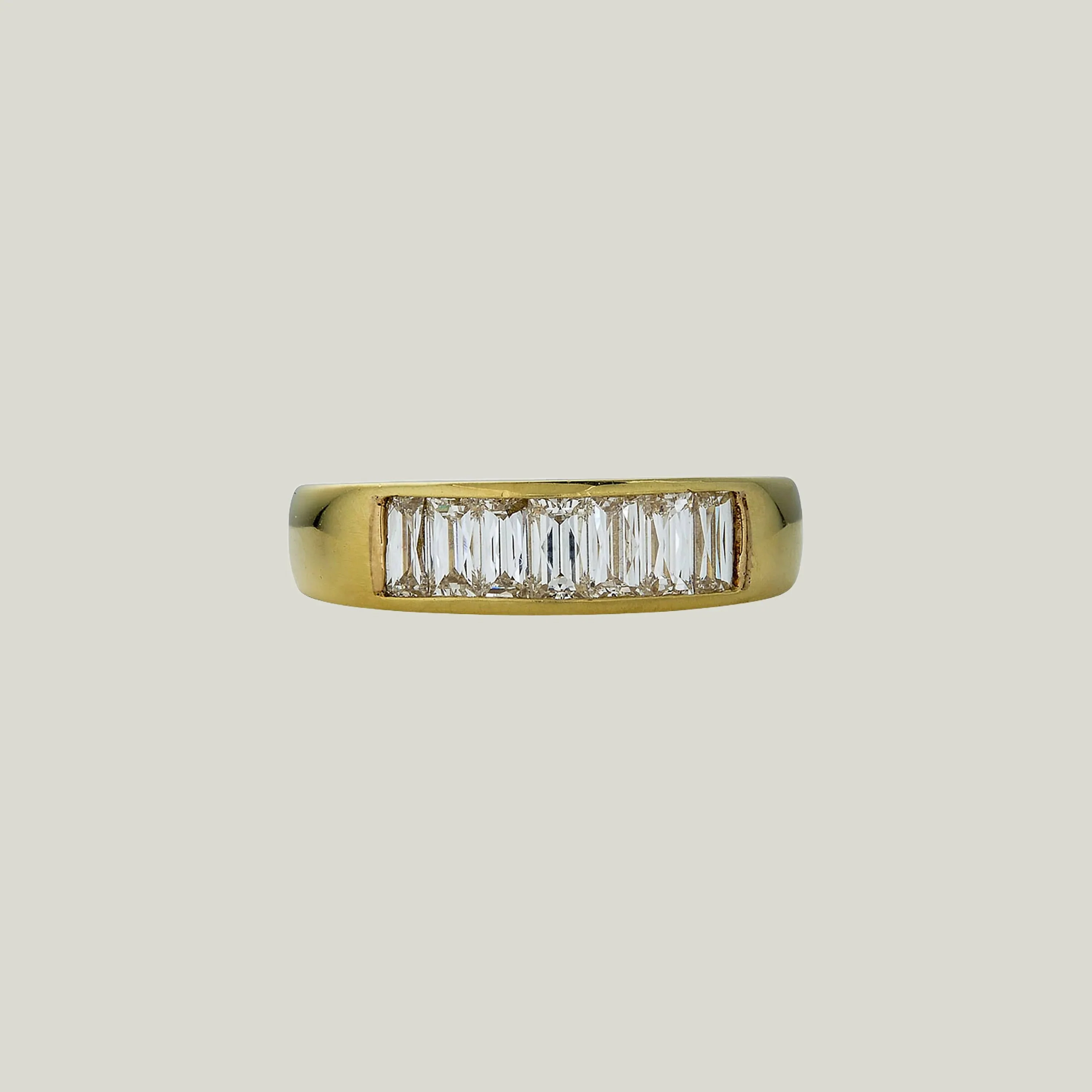 Contemporary 18K Yellow Gold Baguette Cut Diamond Band