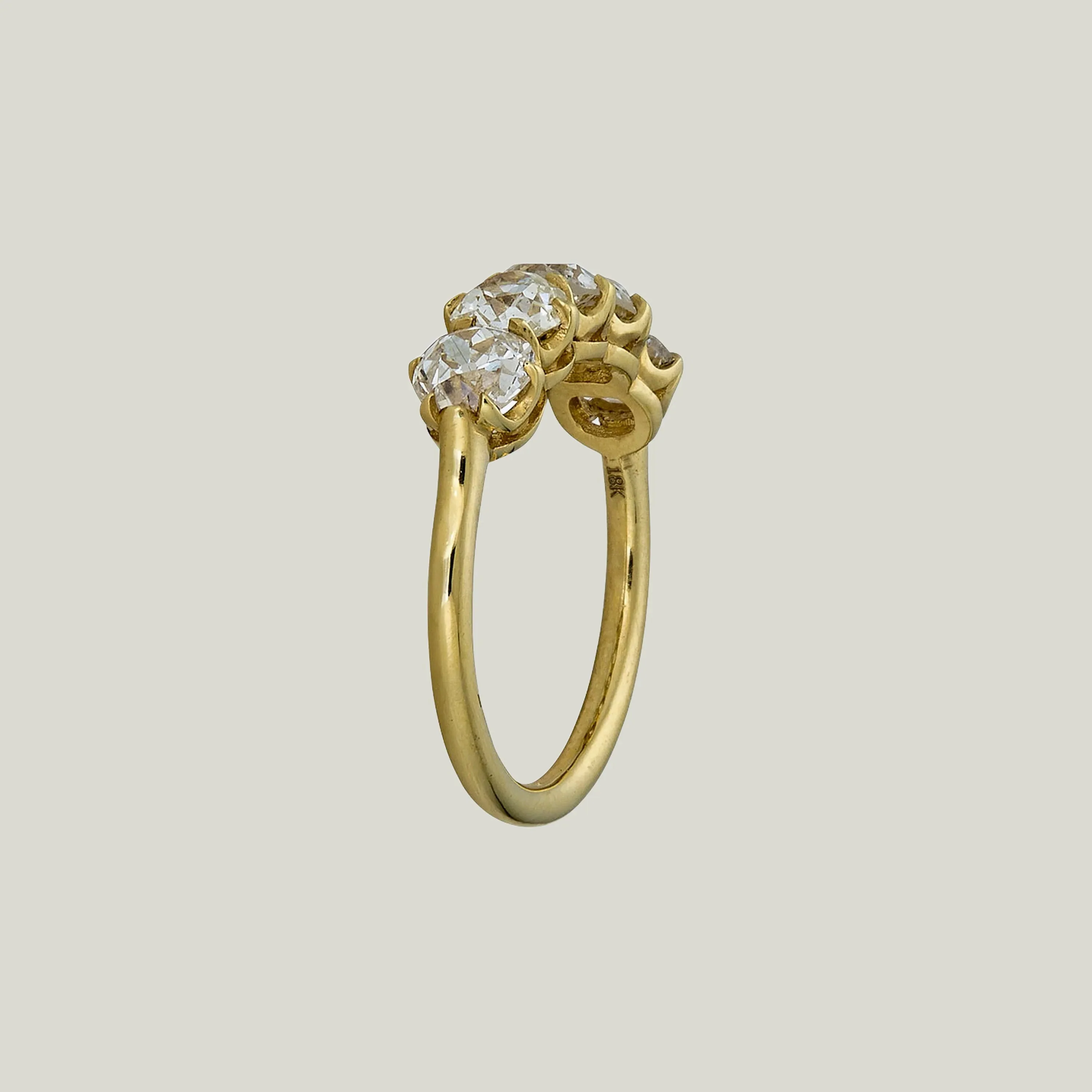 Contemporary 18K Yellow Gold Old Mine Cut Diamond Band - Image 2