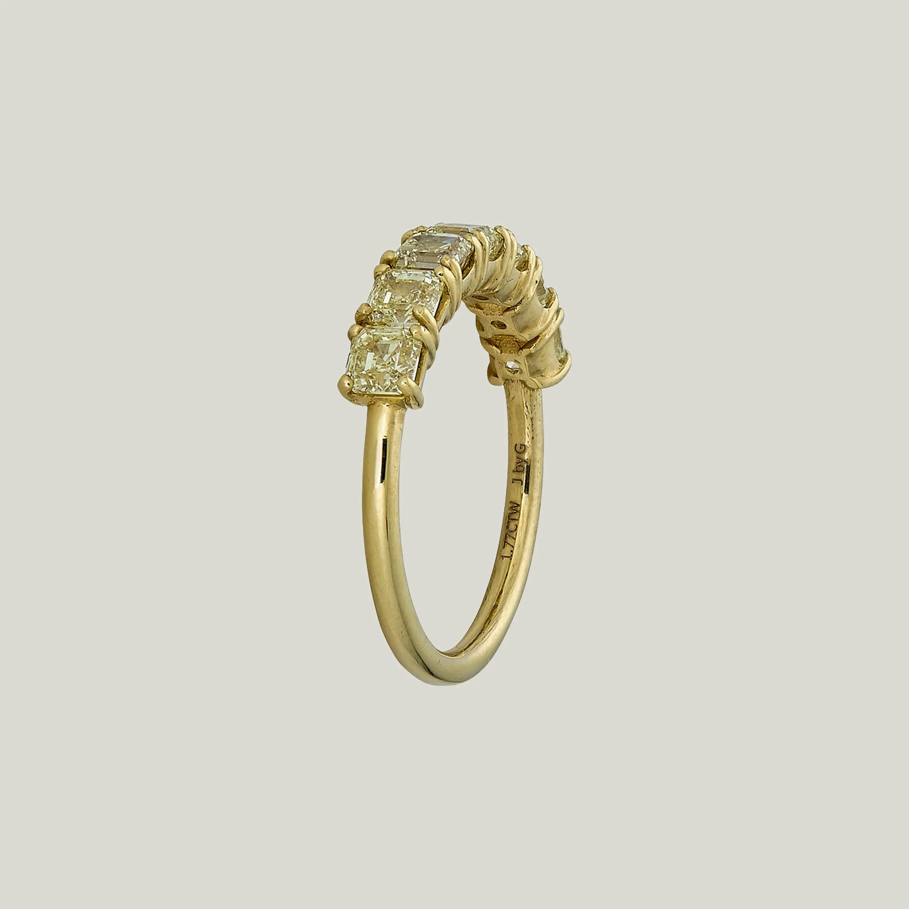 Contemporary 18K Yellow Gold Asscher Cut Diamond Half-Hoop Band - Image 2