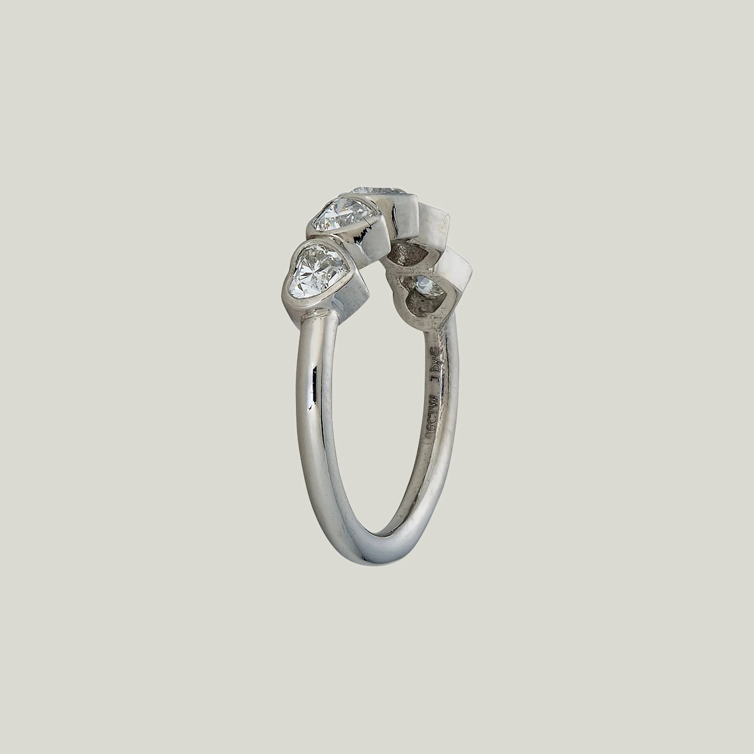 Contemporary Platinum Heart-Cut Diamond Band - Image 2