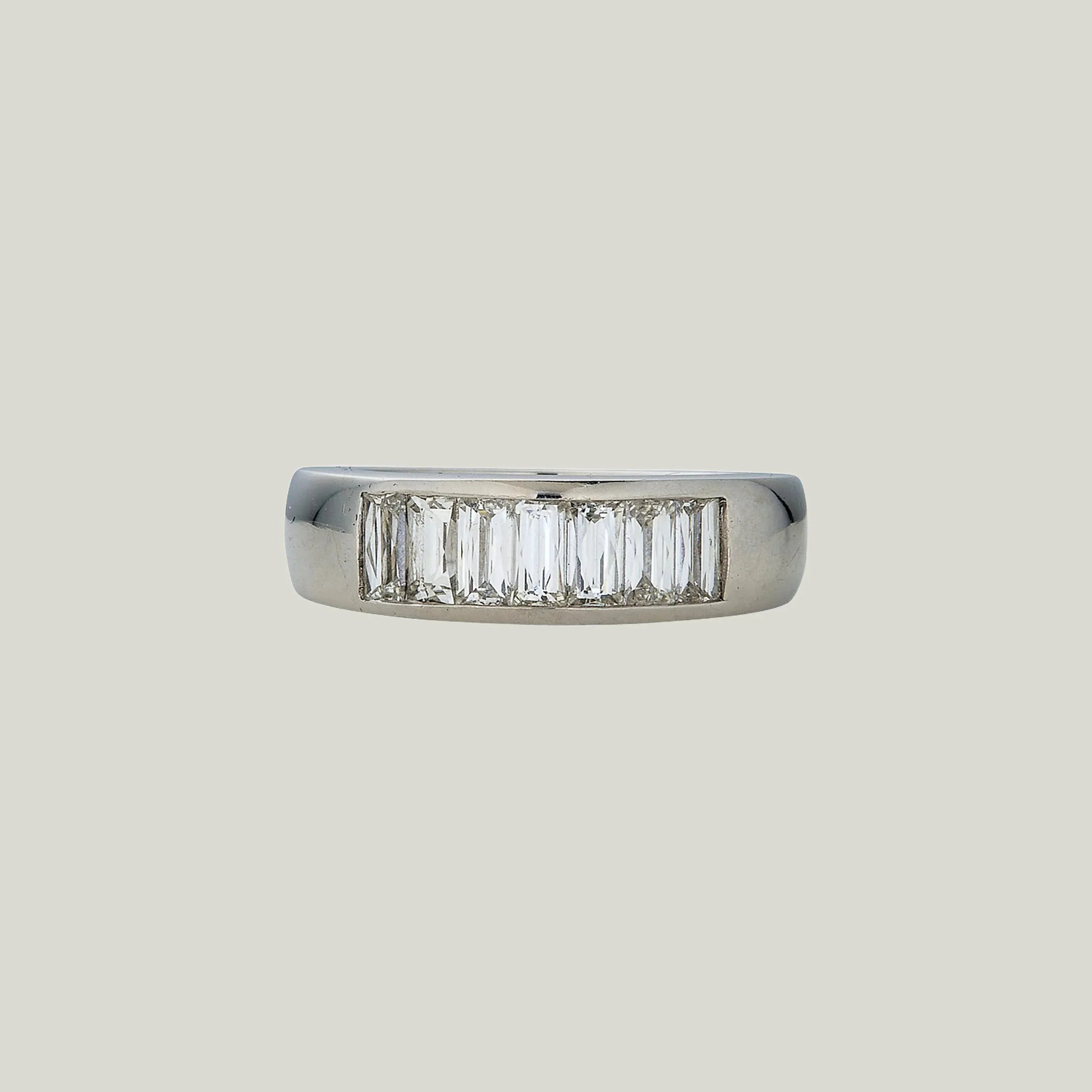 Contemporary Platinum French Baguette Cut Diamond Band