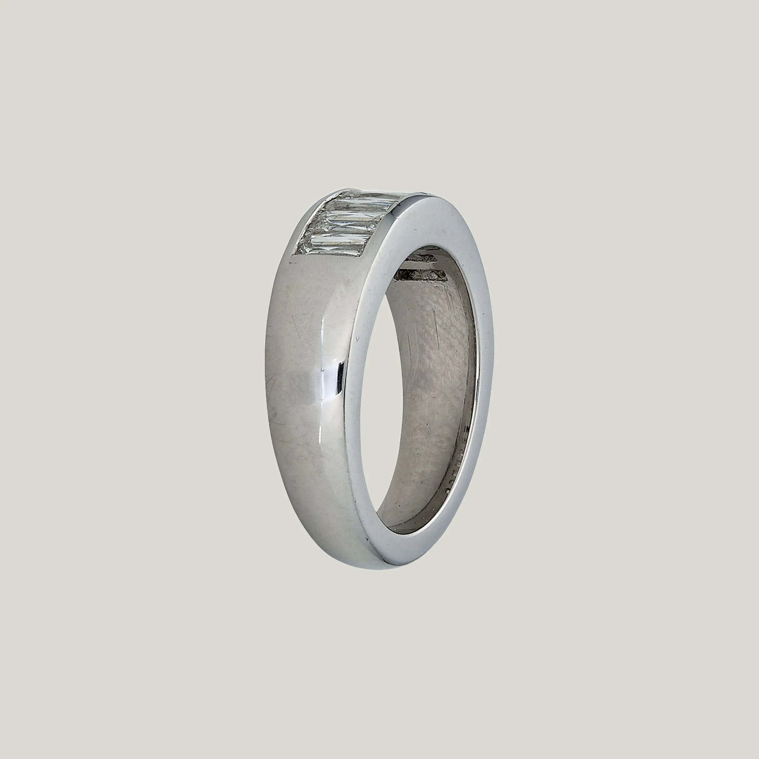 Contemporary Platinum French Baguette Cut Diamond Band - Image 2