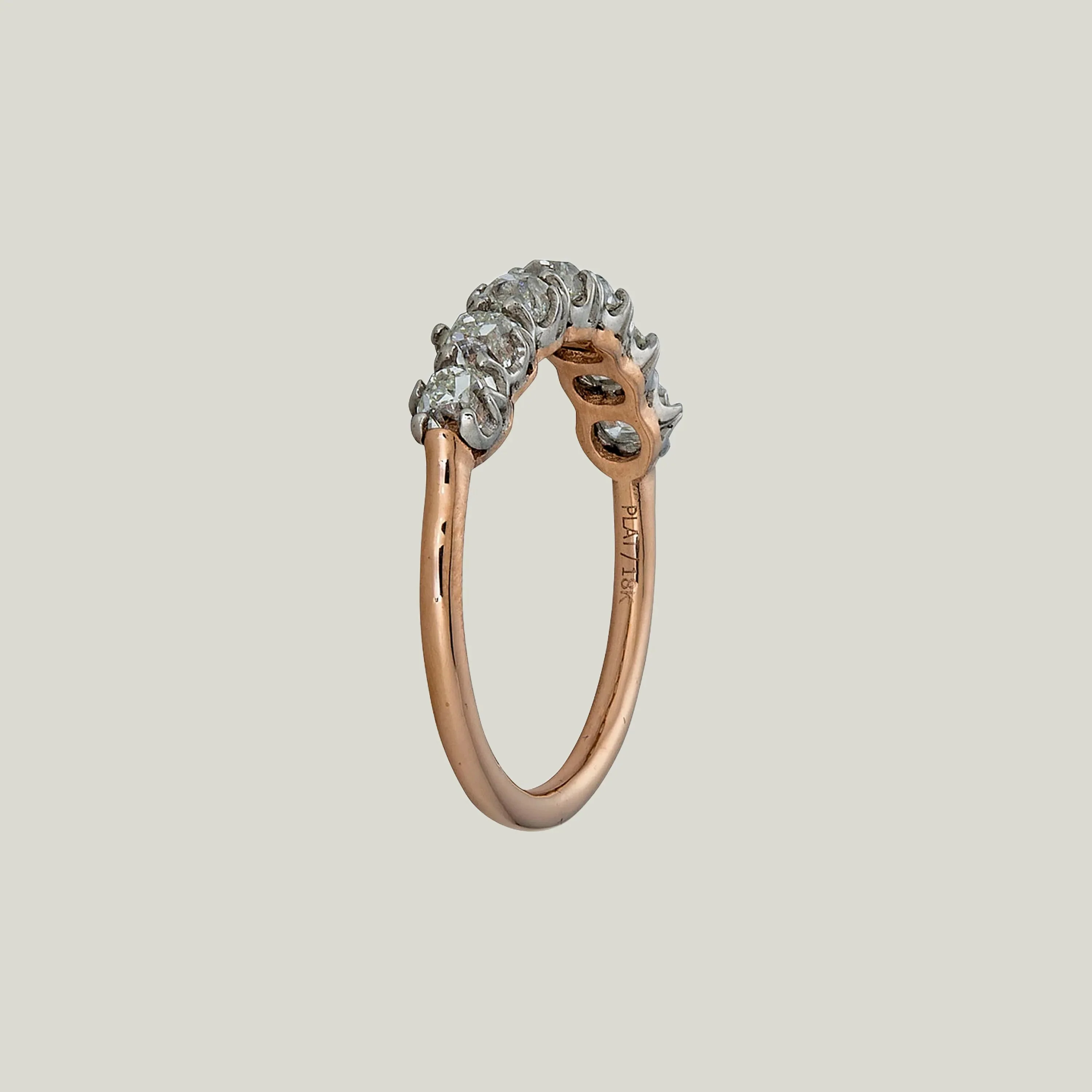 Contemporary Platinum and 18K Rose Gold Old Mine Cut Diamond Band - Image 2