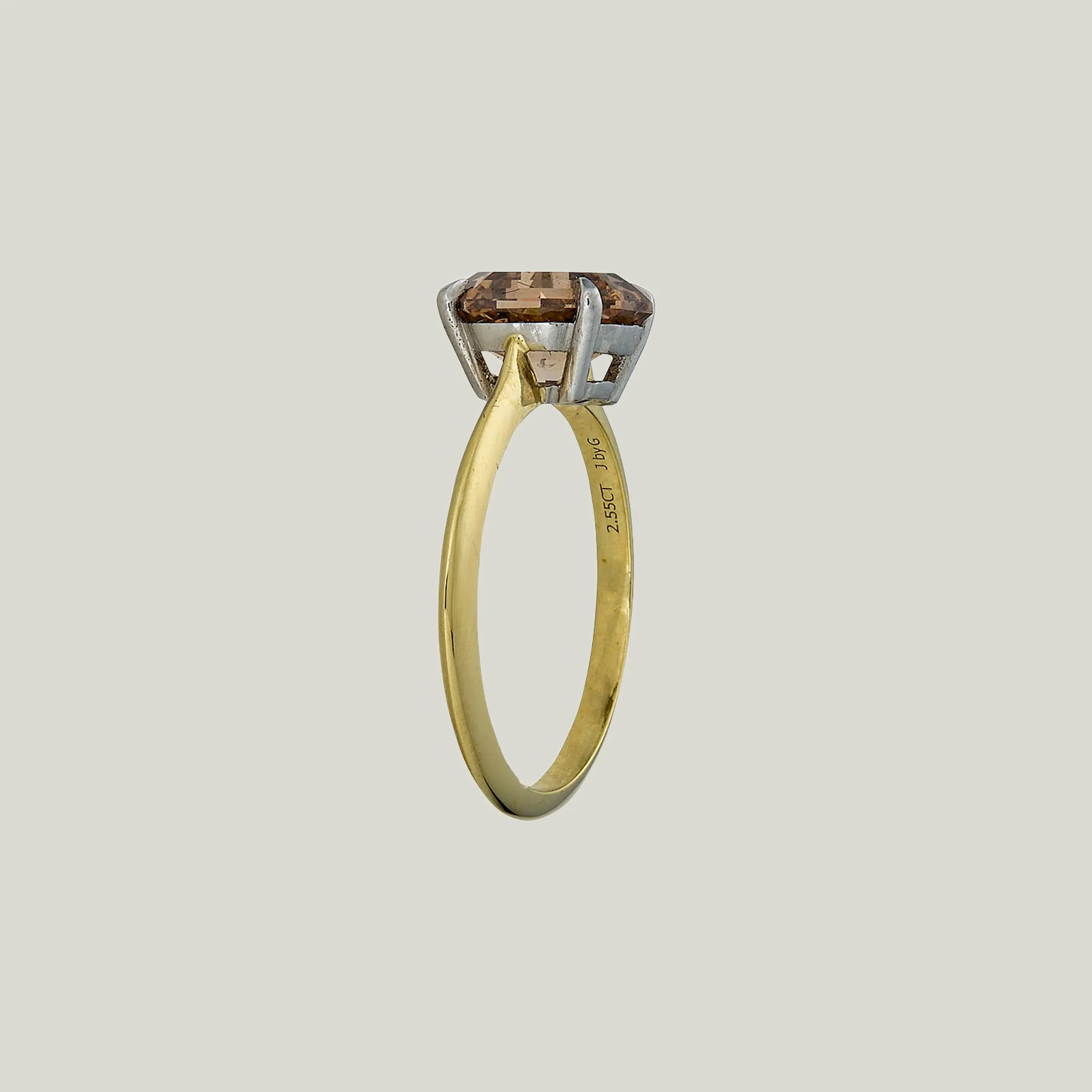 Contemporary18K Yellow Gold Octagonal Cut Diamond Solitaire Ring - Image 2