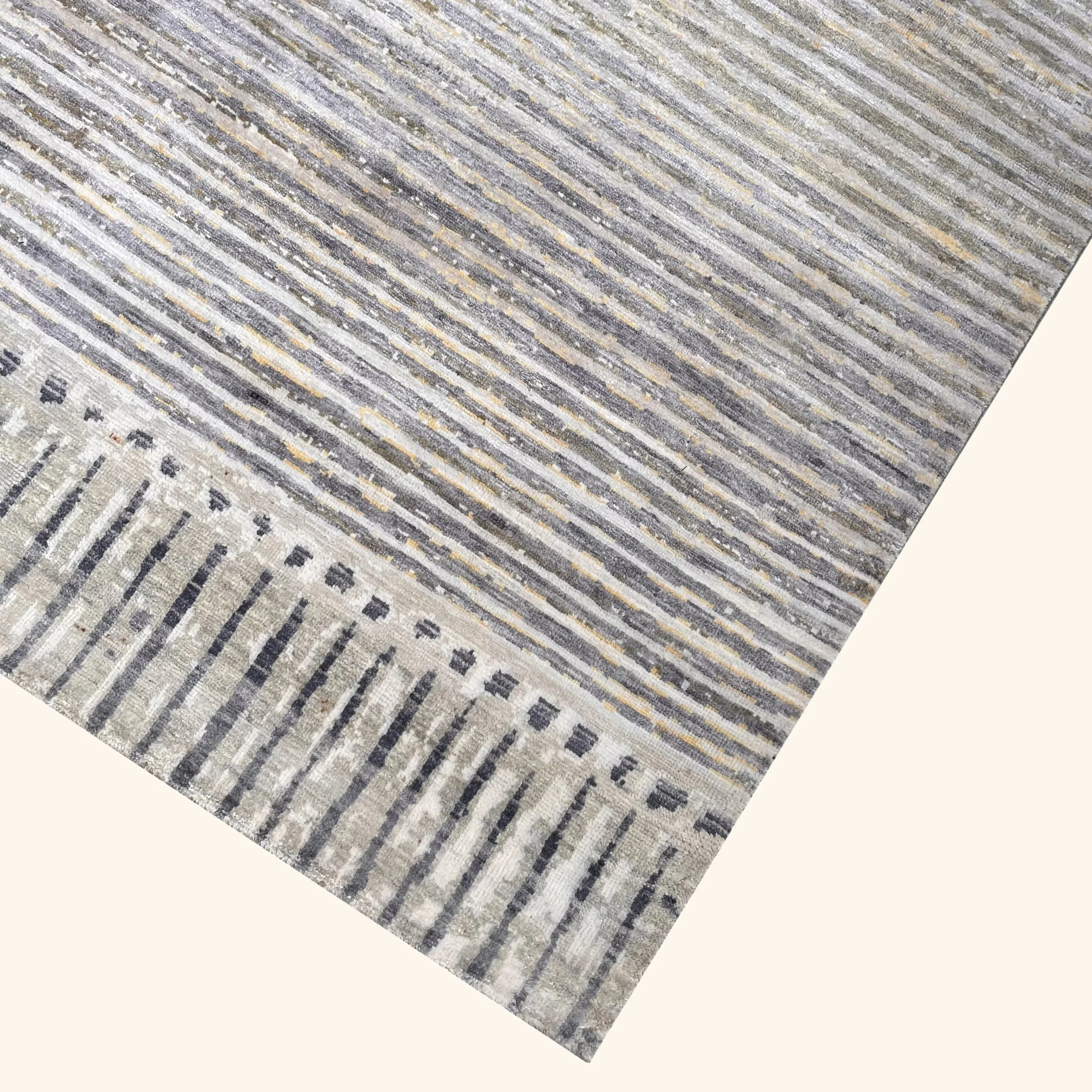 Multicolored Transitional Silk Wool Blend Rug - 8' x 10' - Image 3