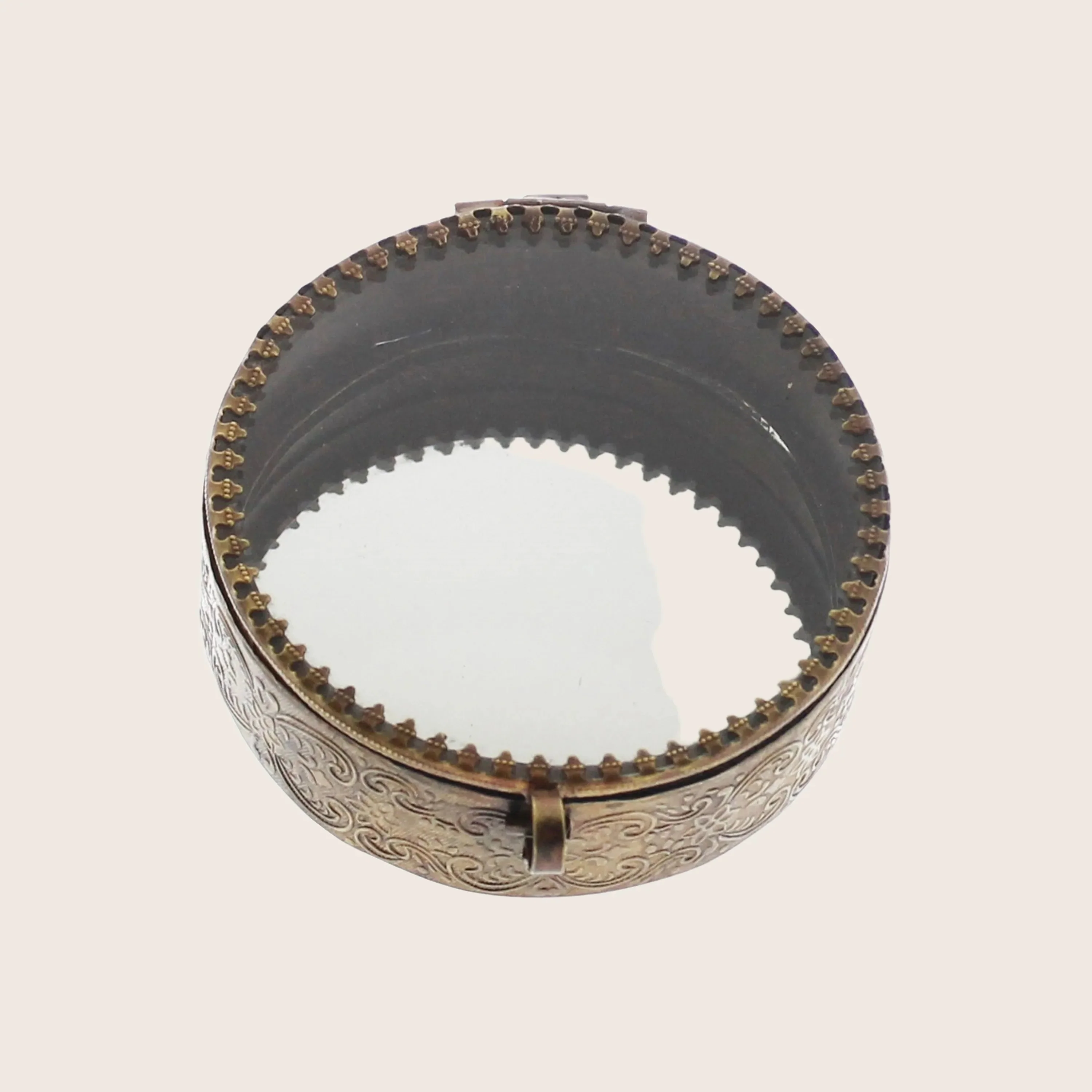 Josephine Mirrored Round Brass Box