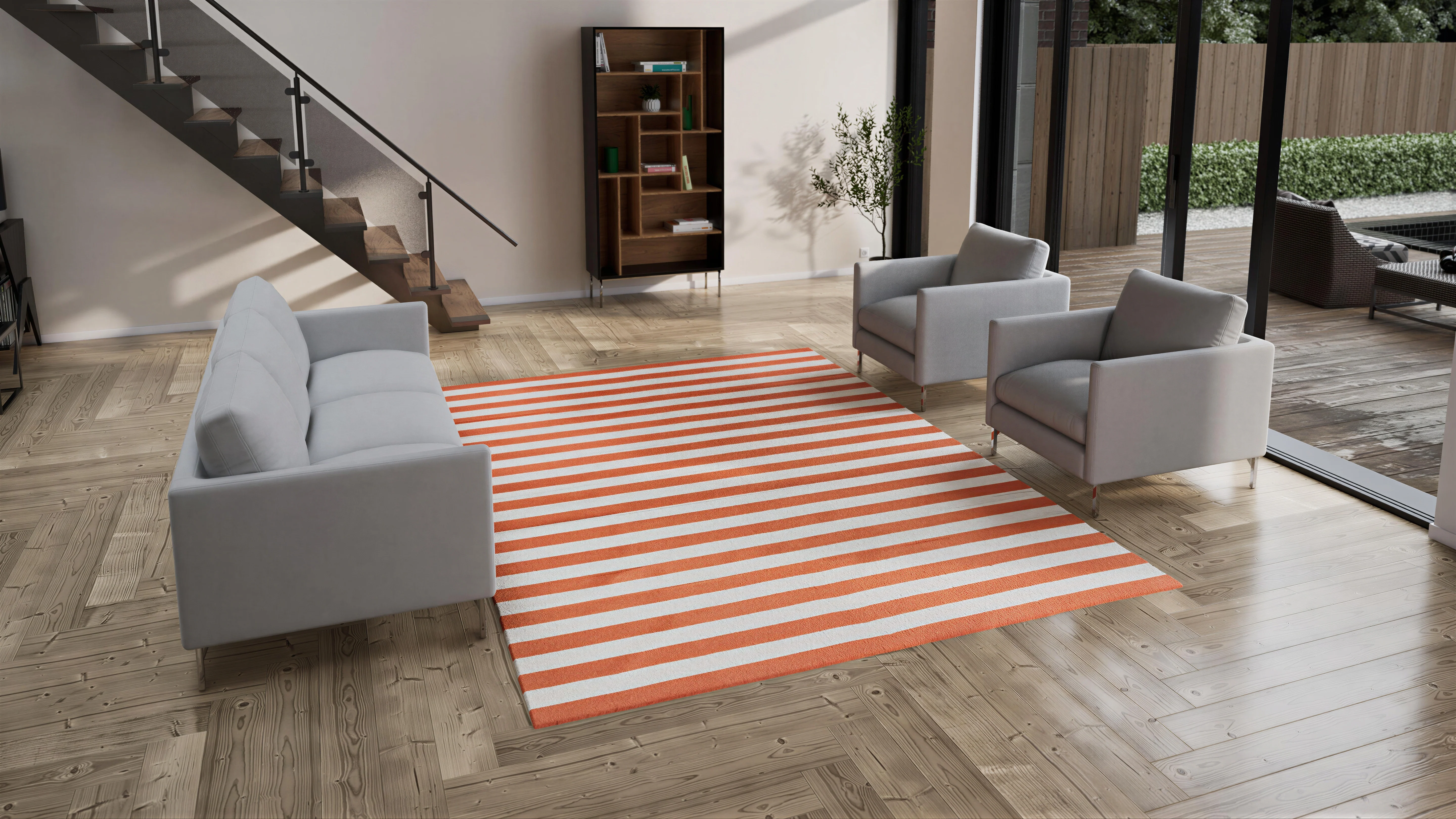 Orange Flatweave Cotton Rug - 8'10" x 11'10" - Image 3