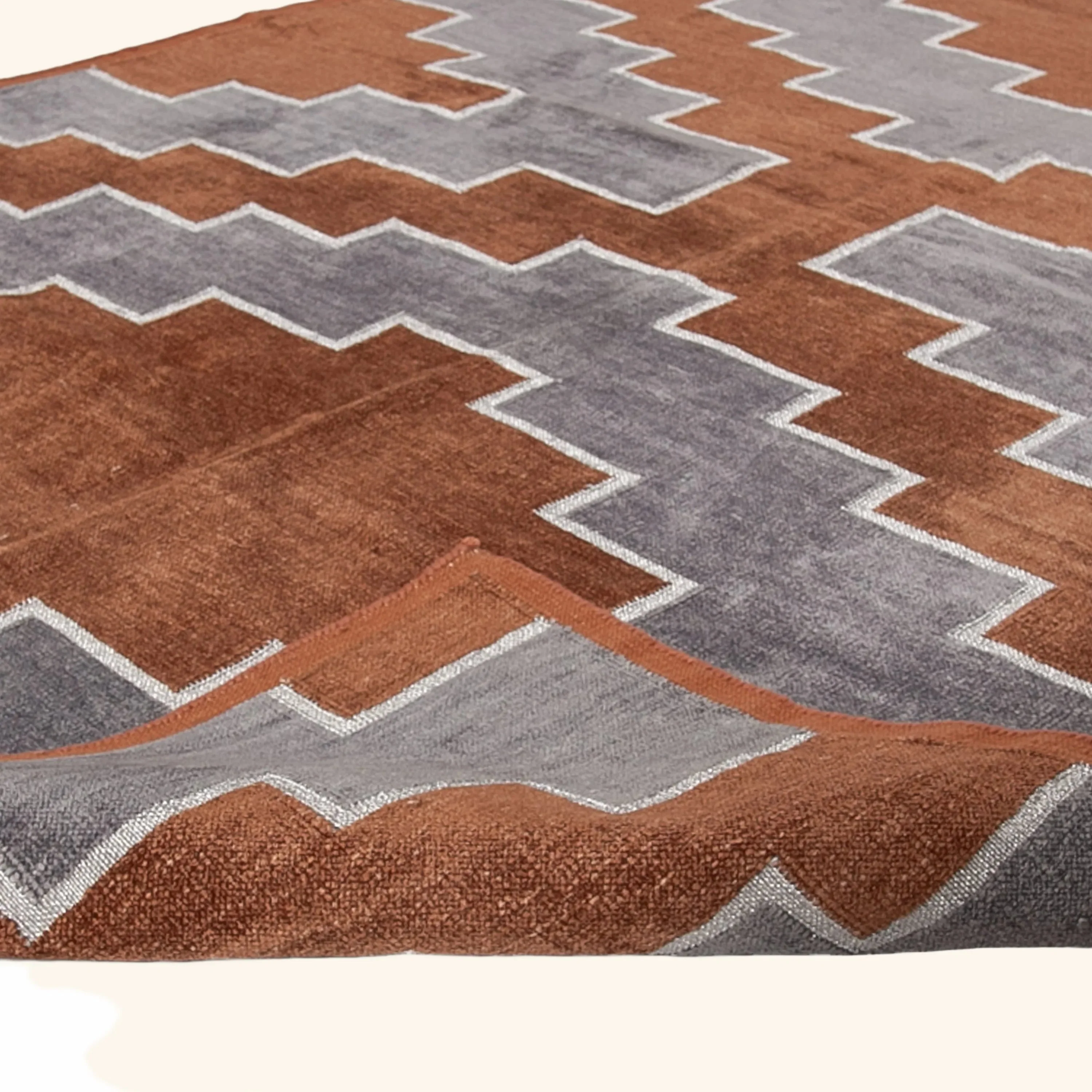 Brown & Grey Flatweave Chenille Rug - 3'6" x 5'6" - Image 4