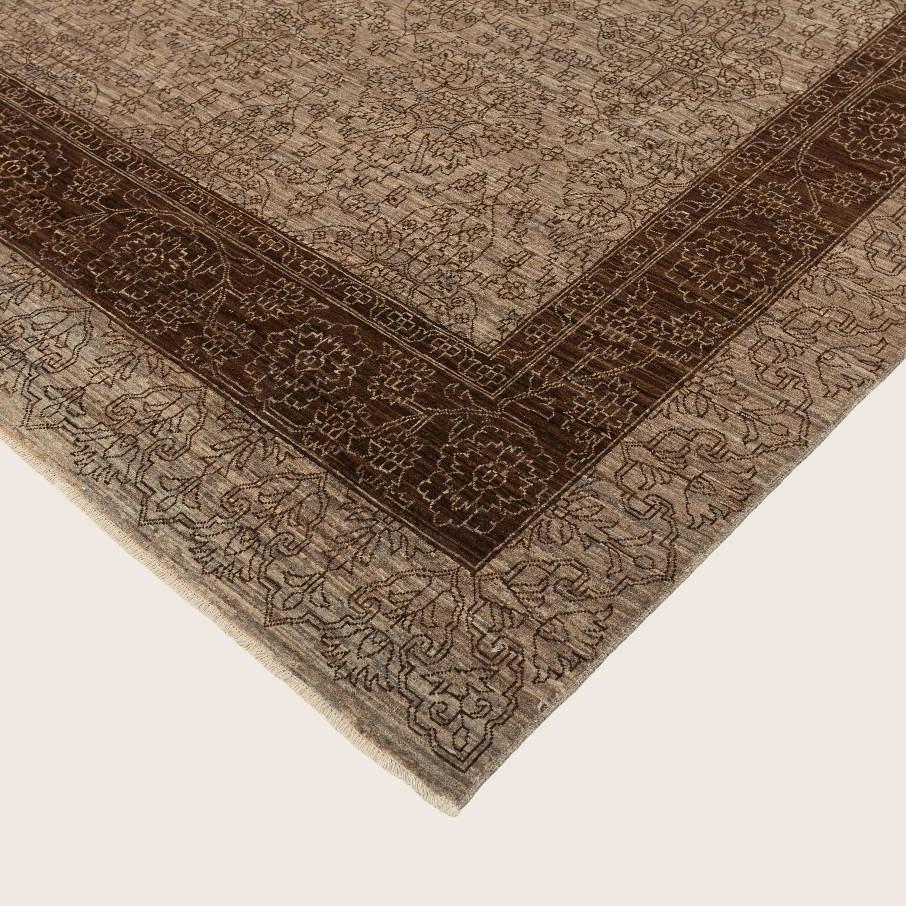 Brown Traditional Khyber Wool Rug - 8'10" x 11'6" - Image 5