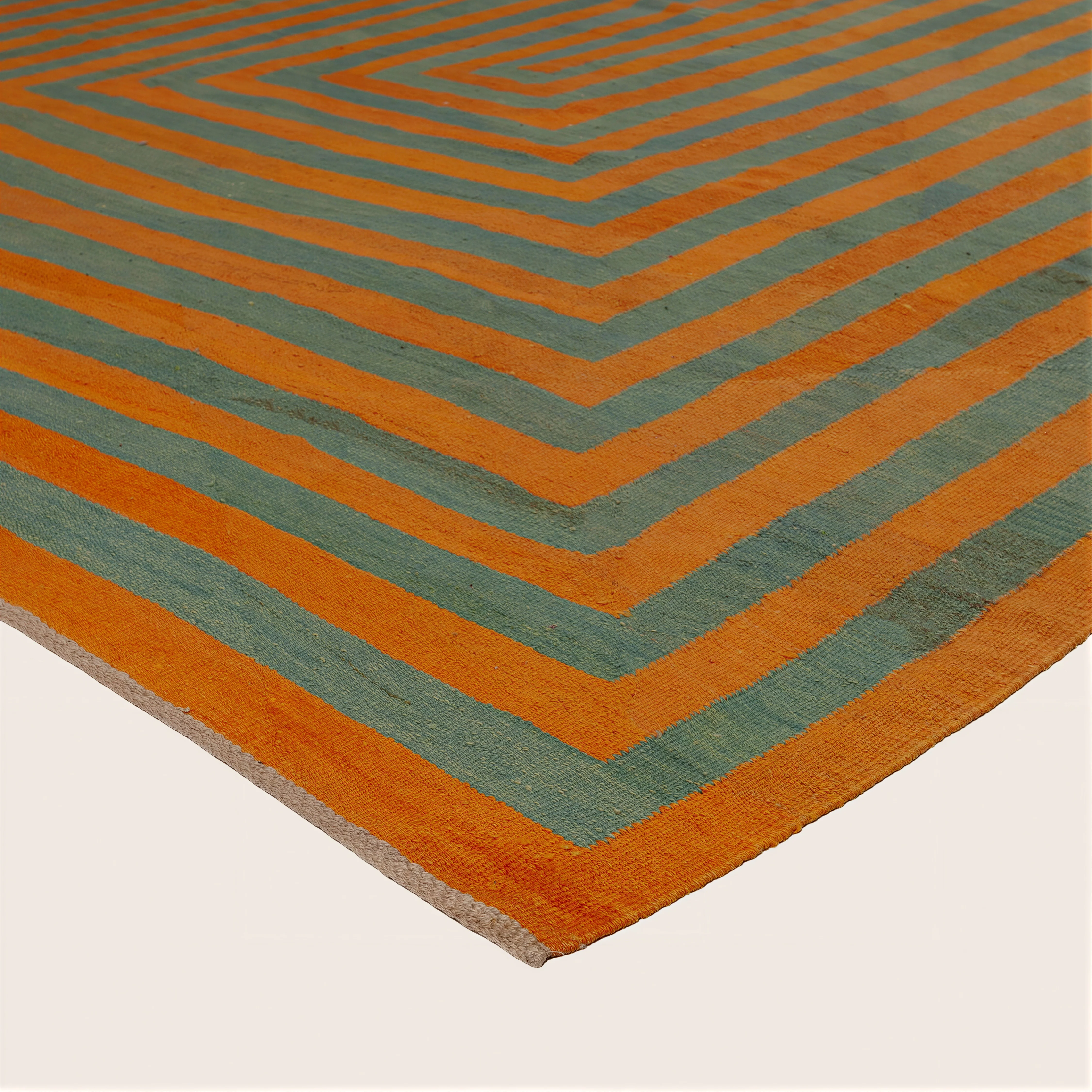 Orange Vintage Kilim Rug - 7'10" x 11'3" - Image 3