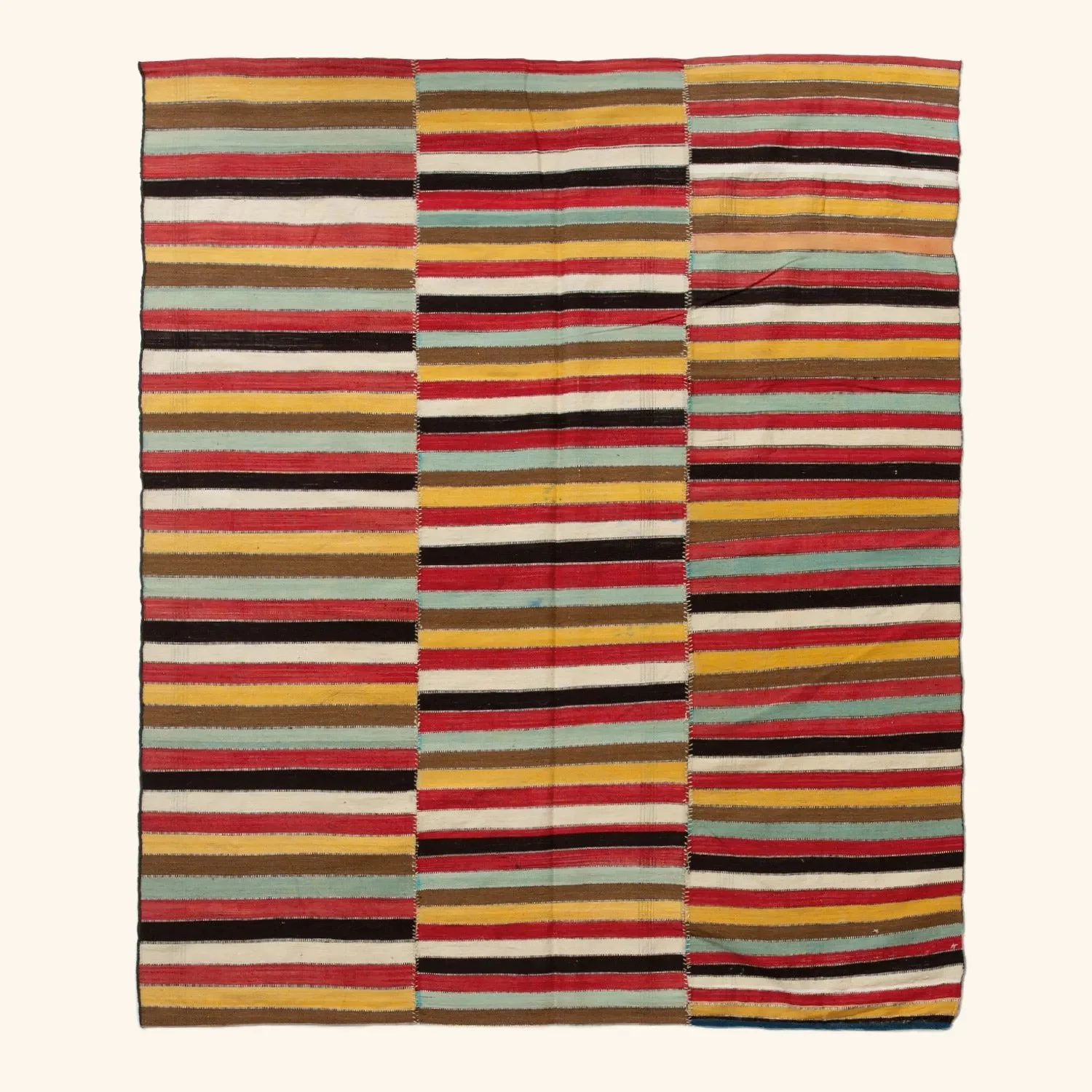 Multi Turkish Flatweave Wool Rug - 5'2" x 6'1"
