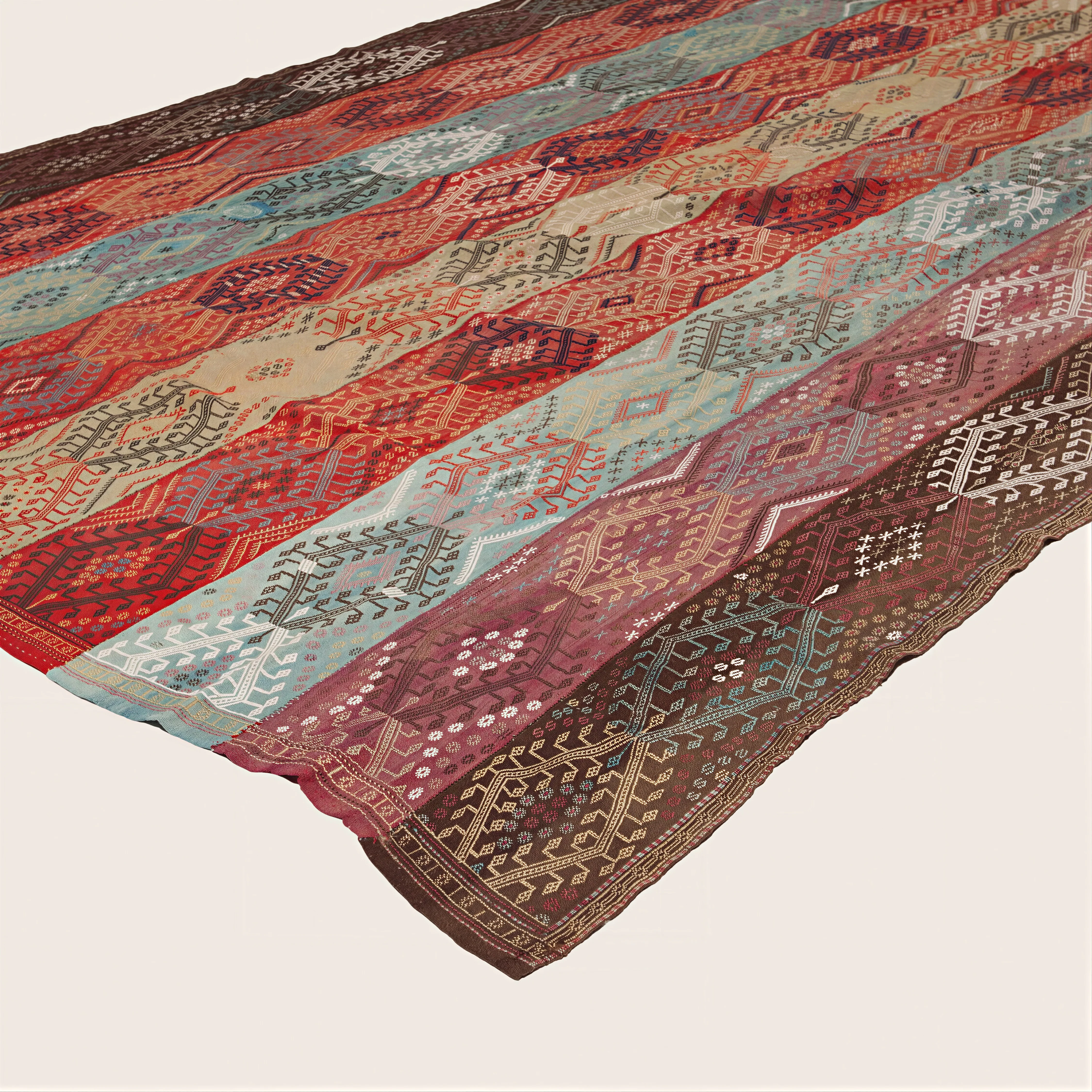 Multicolored Stripe Vintage Kilim Wool Rug - 8'2" x 17'11" - Image 3