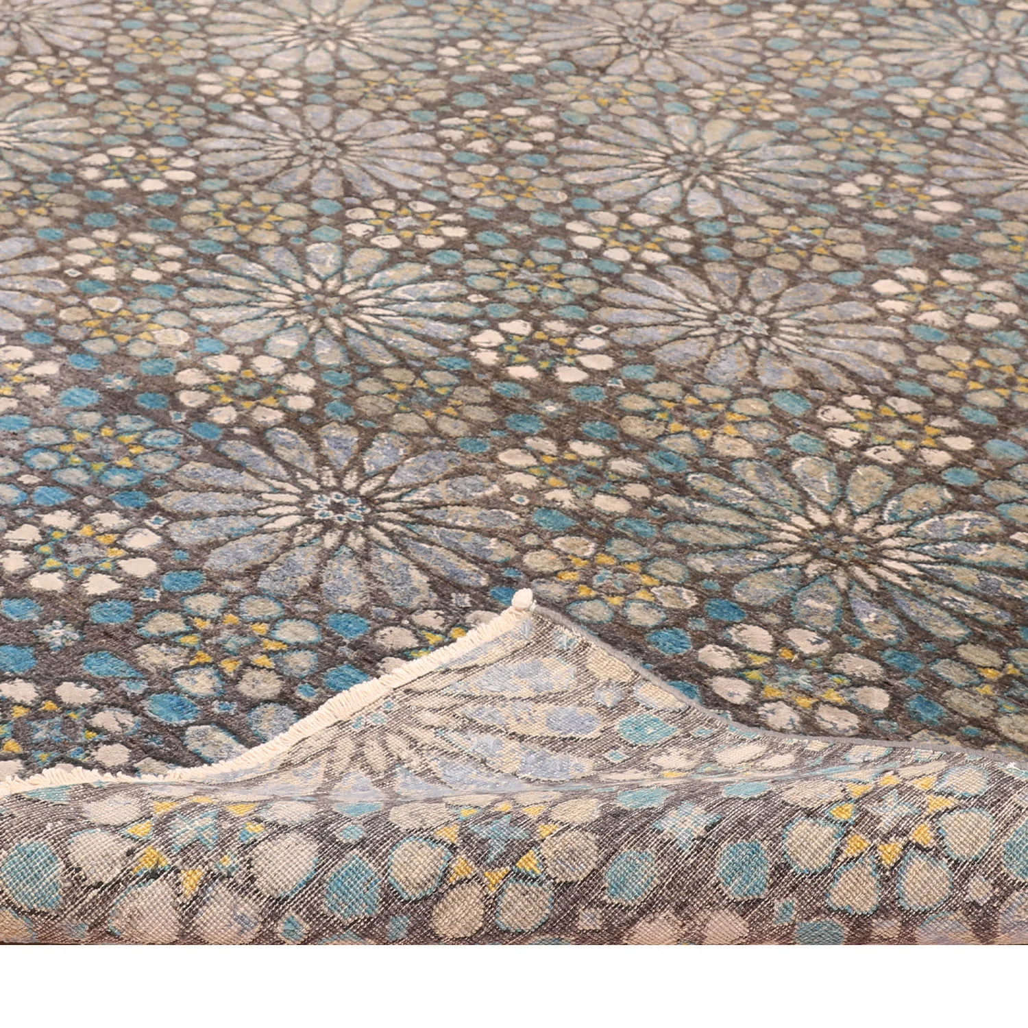 Blue Transitional Silk Rug - 9'1" x 11'7" - Image 4