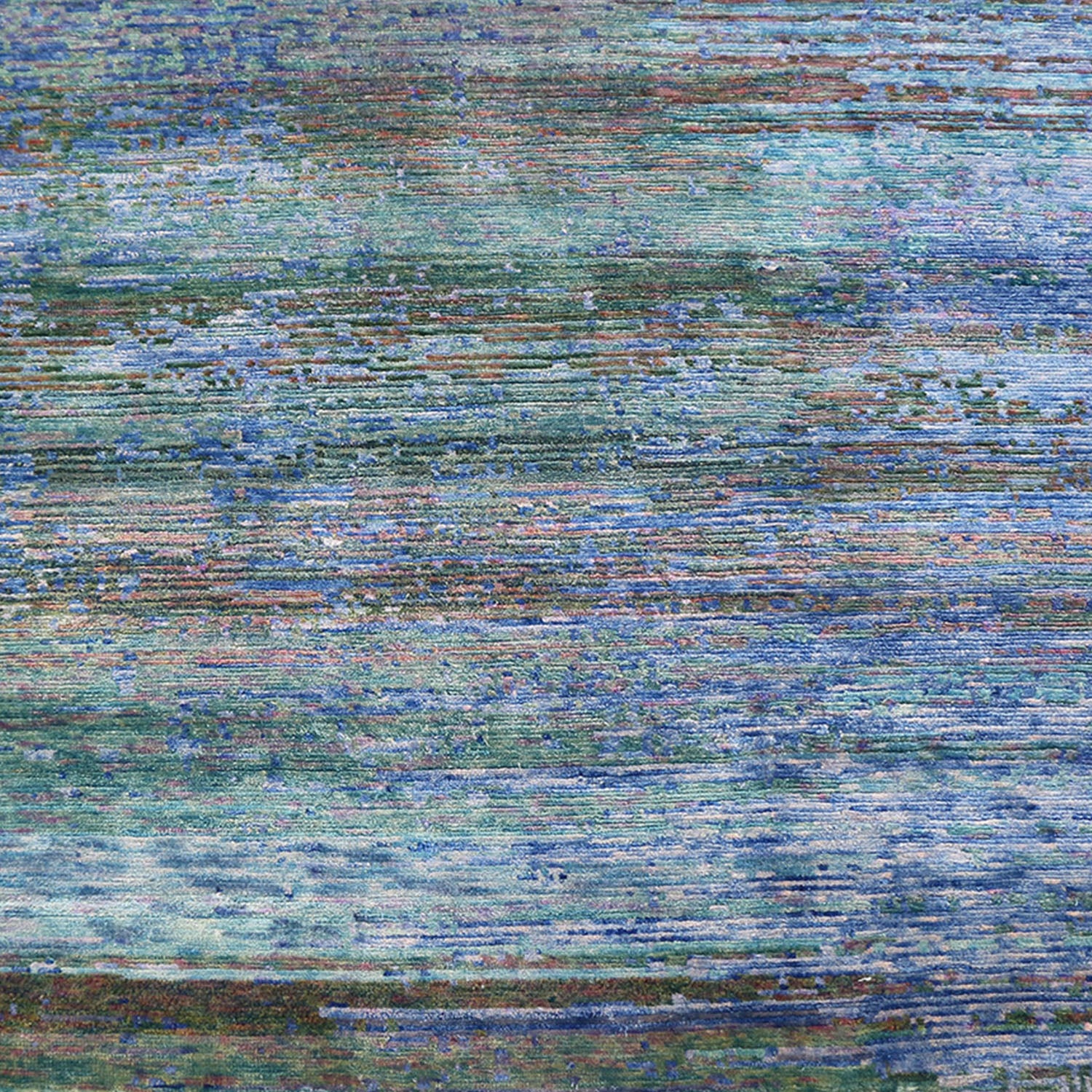 Blue Sabideh Nu Vibrant Modern Wool Silk Blend Tibetan Rug - 6' x 9'2" - Image 5