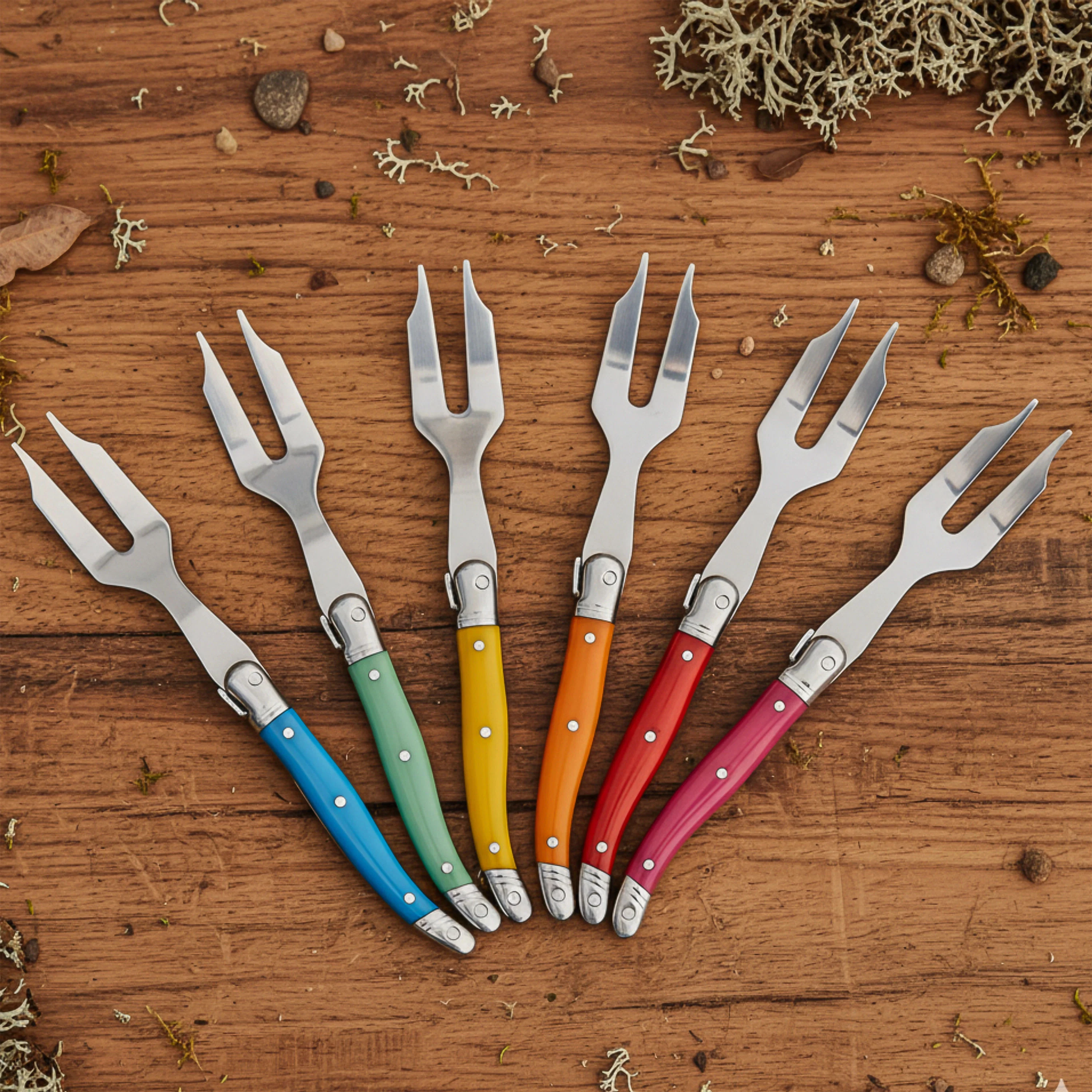 Laguiole 12 Piece Mini Cheese Fork Set, Rainbow - Image 2