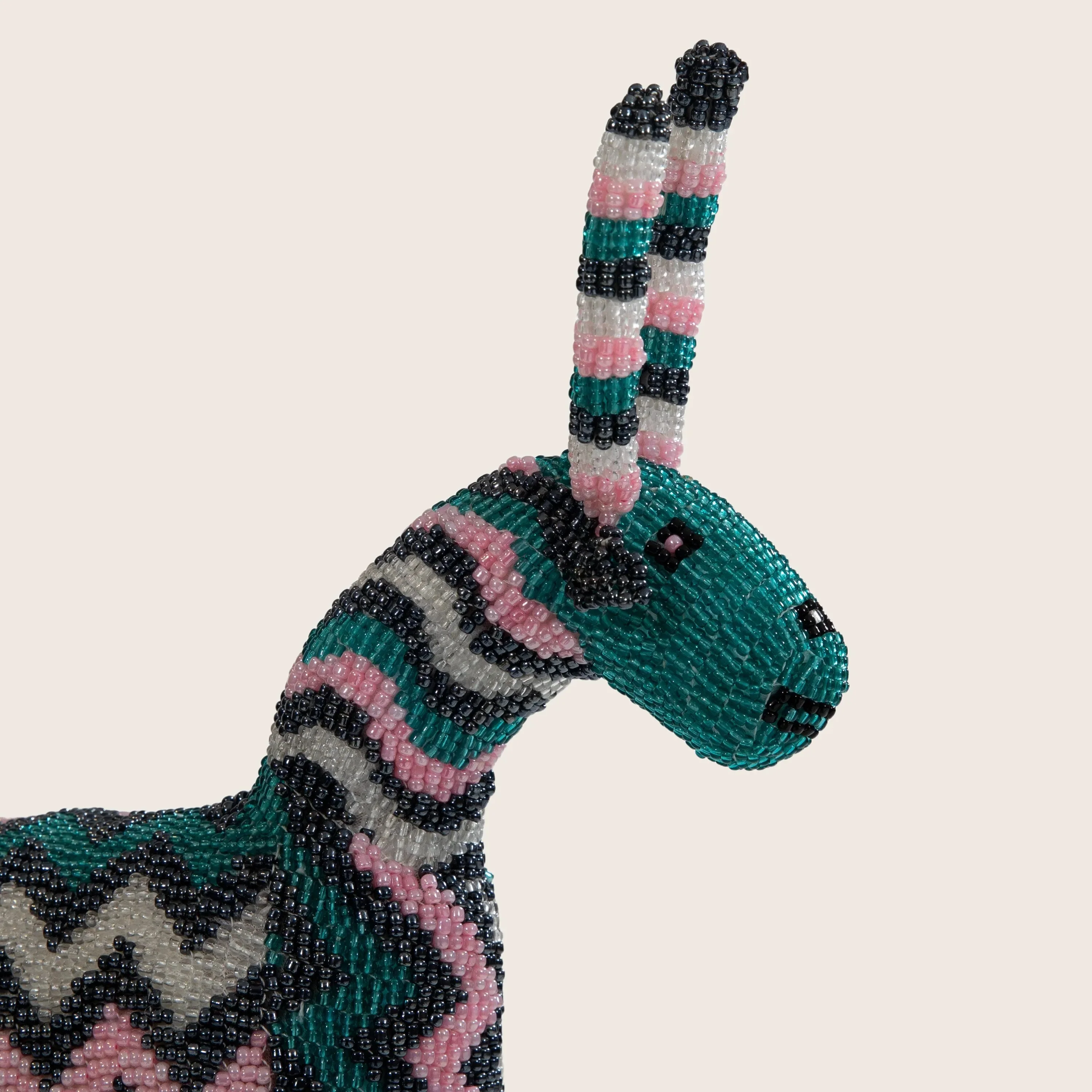 Large Teal/Pink Zig Zag Beaded Antelope - Image 2
