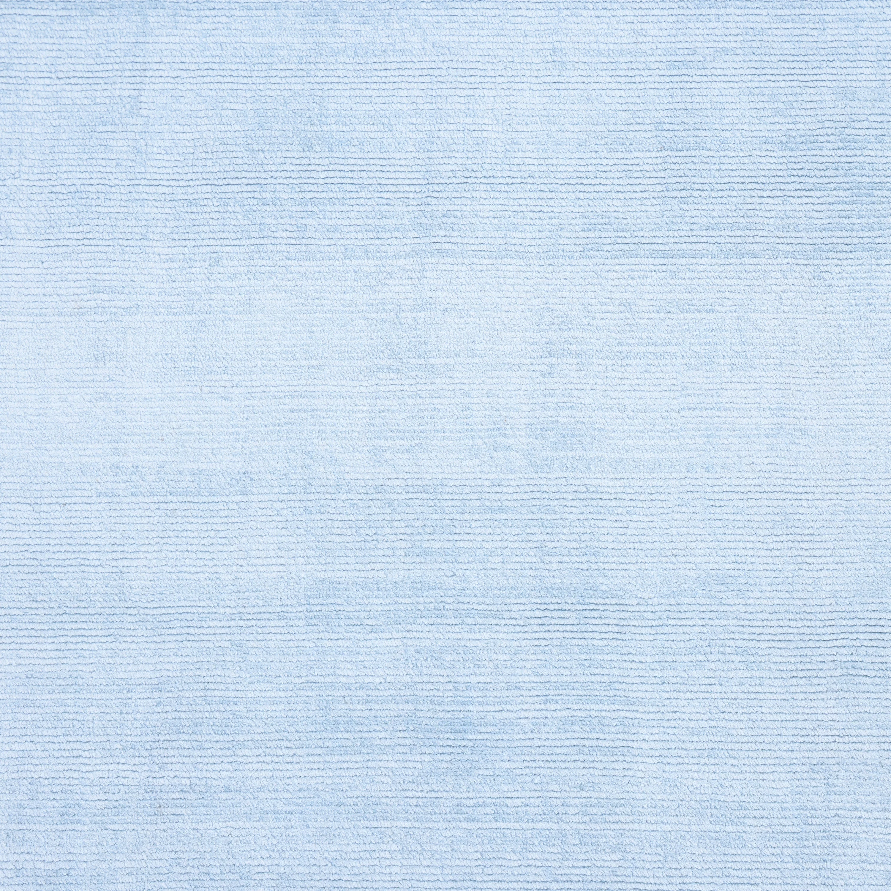 Light Blue Solid Art Silk Blend Rug - Image 3