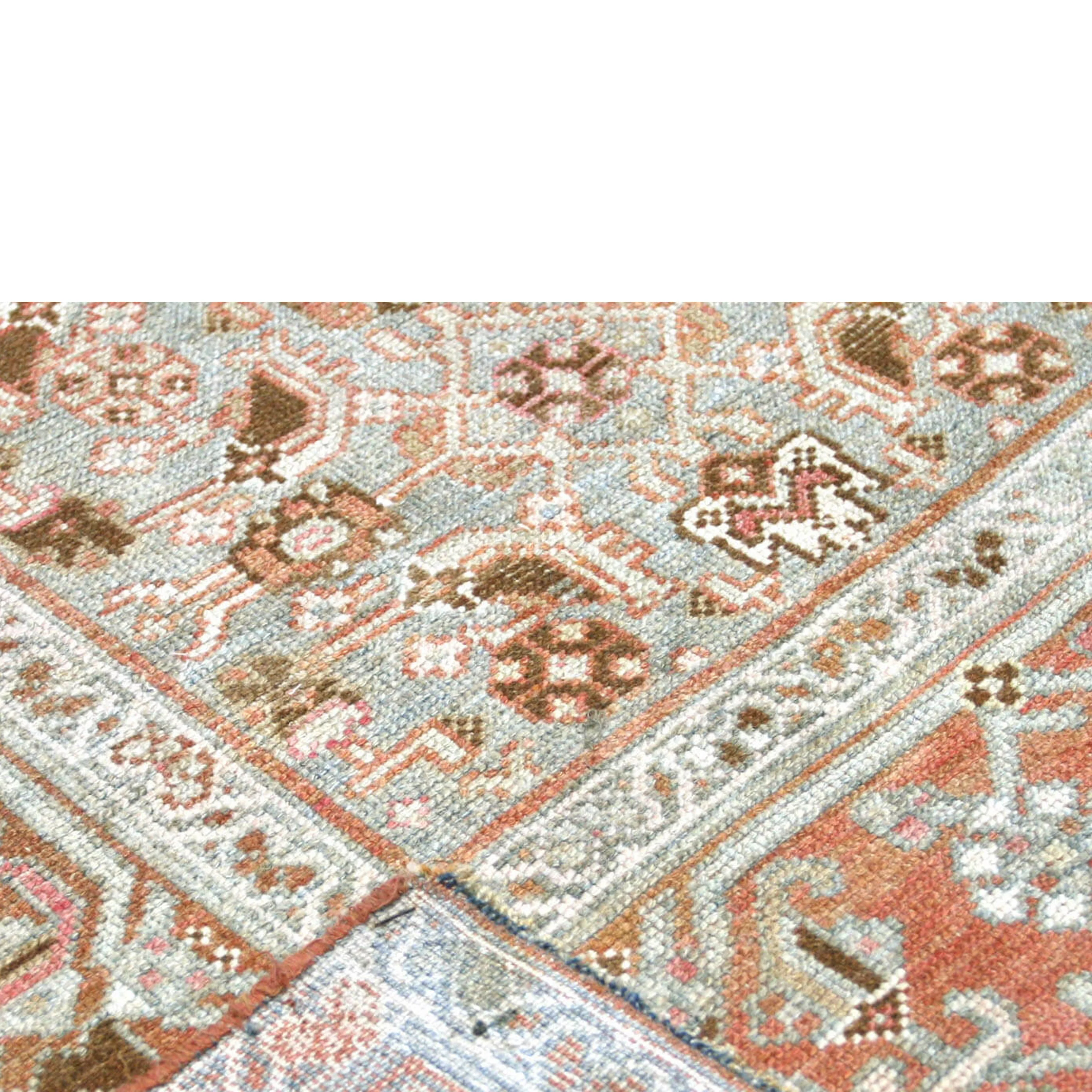 Red Blue Vintage Antique Traditional Melayer Wool Runner - 3'3" x 16' - Image 3