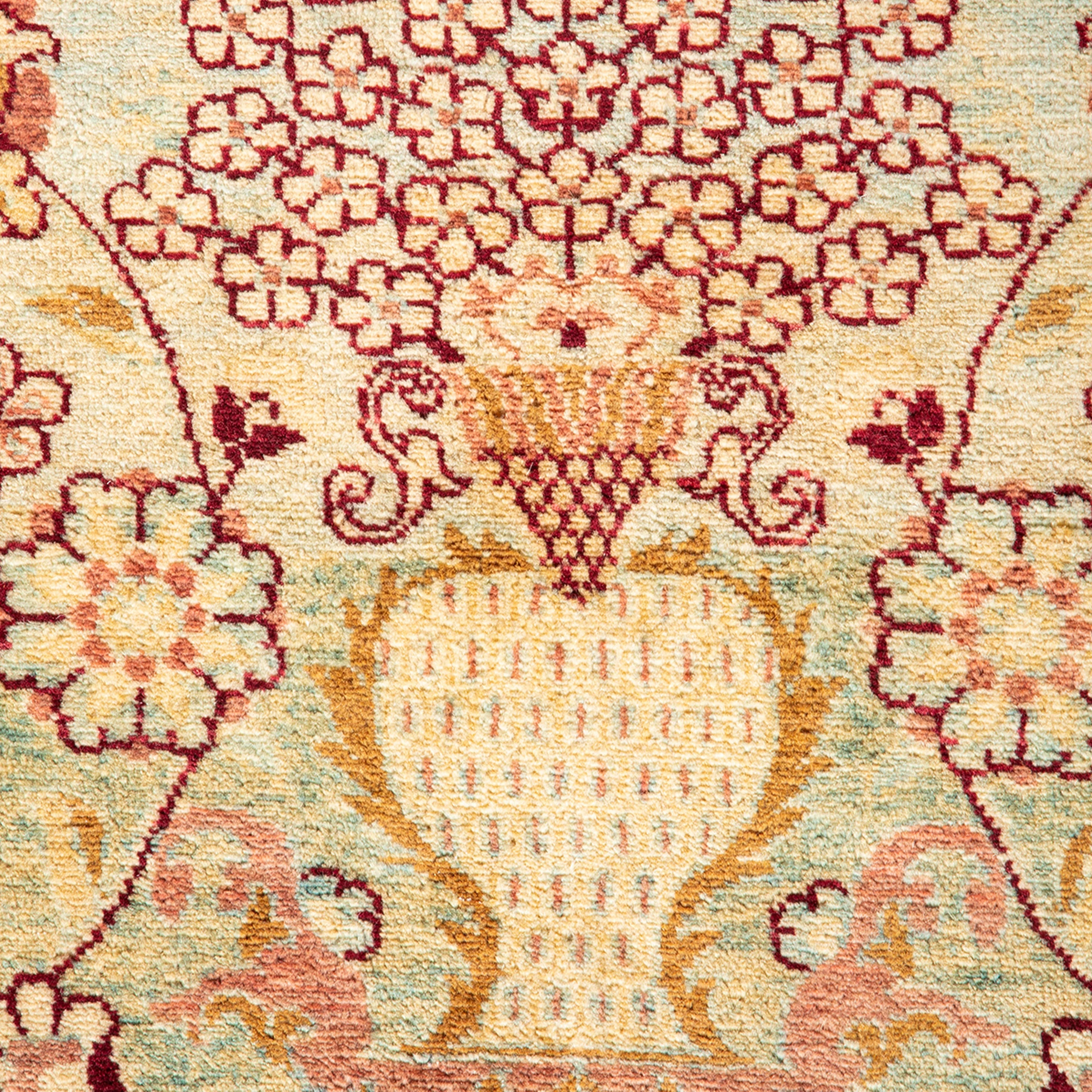 Light Blue Traditional Mogul Wool Rug - 4'1" x 5'10" - Image 3