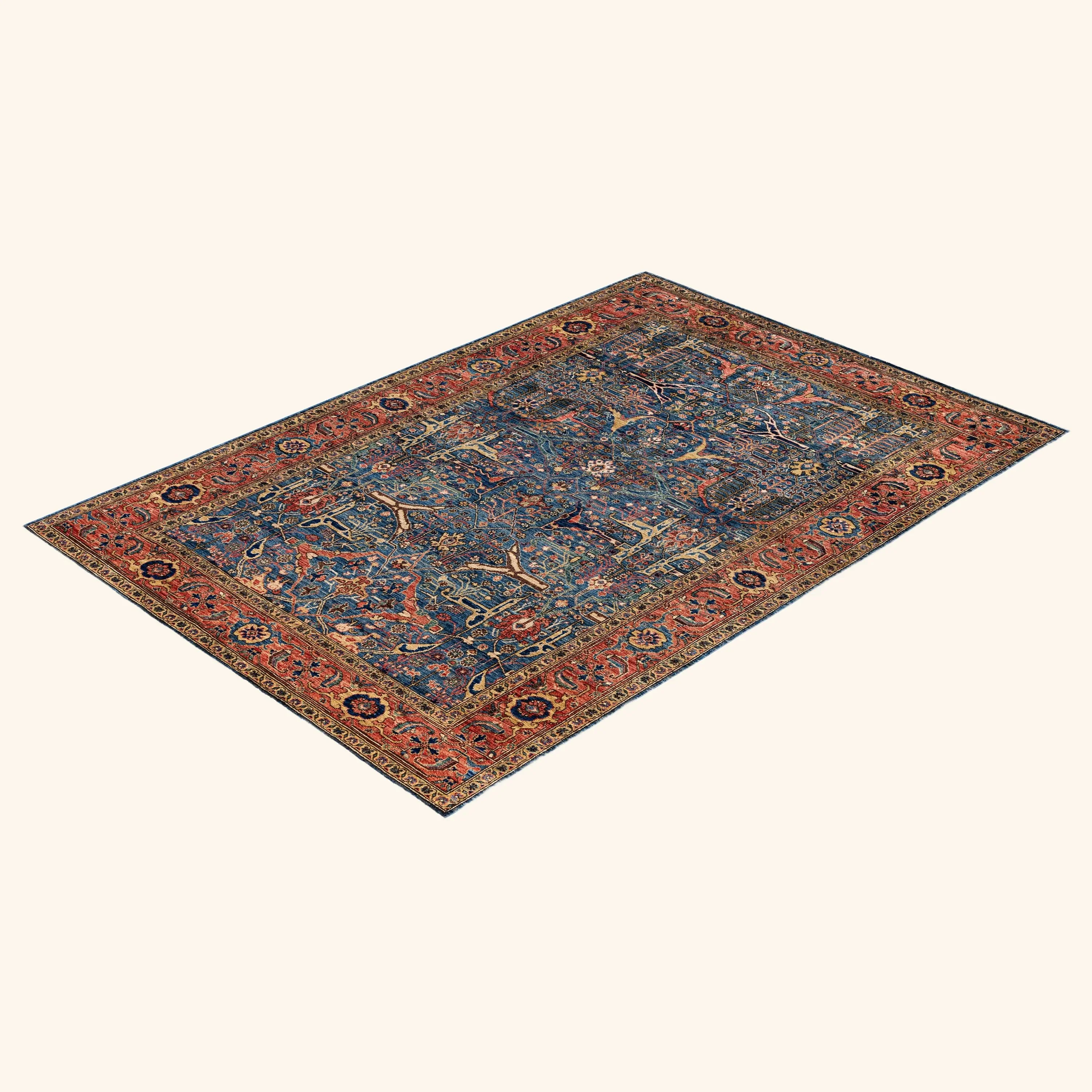 Light Blue Traditional Serapi Wool Rug - 6'2" x 8'11" - Image 8