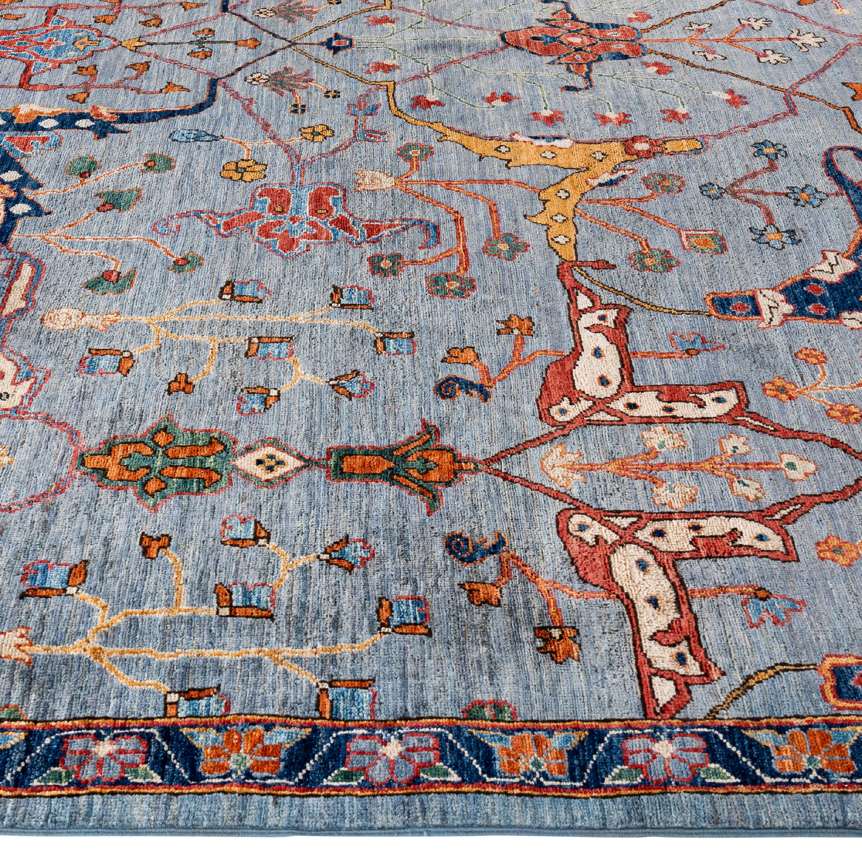 Light Blue Traditional Serapi Wool Rug - 8'11" x 11'9" - Image 8