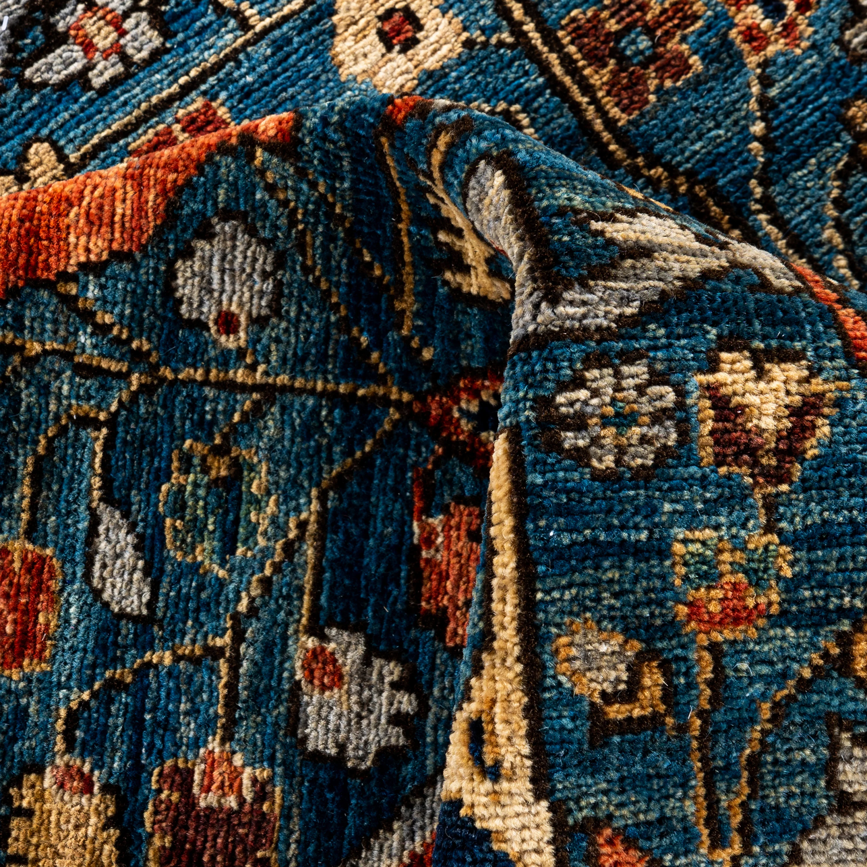 Light Blue Traditional Serapi Wool Rug - 9' x 11'9" - Image 7
