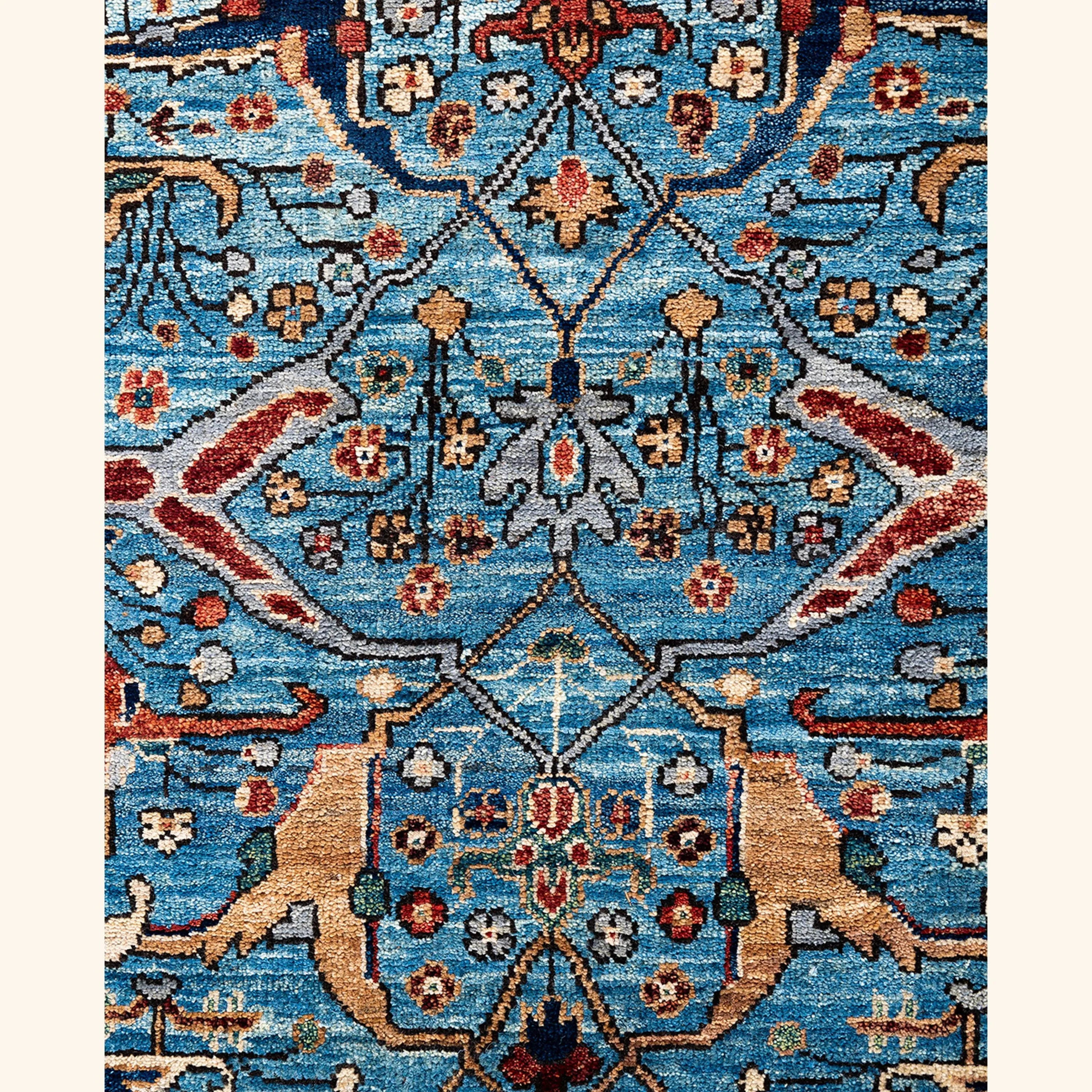 Light Blue Traditional Serapi Wool Runner - 2'9" x 8' - Image 2