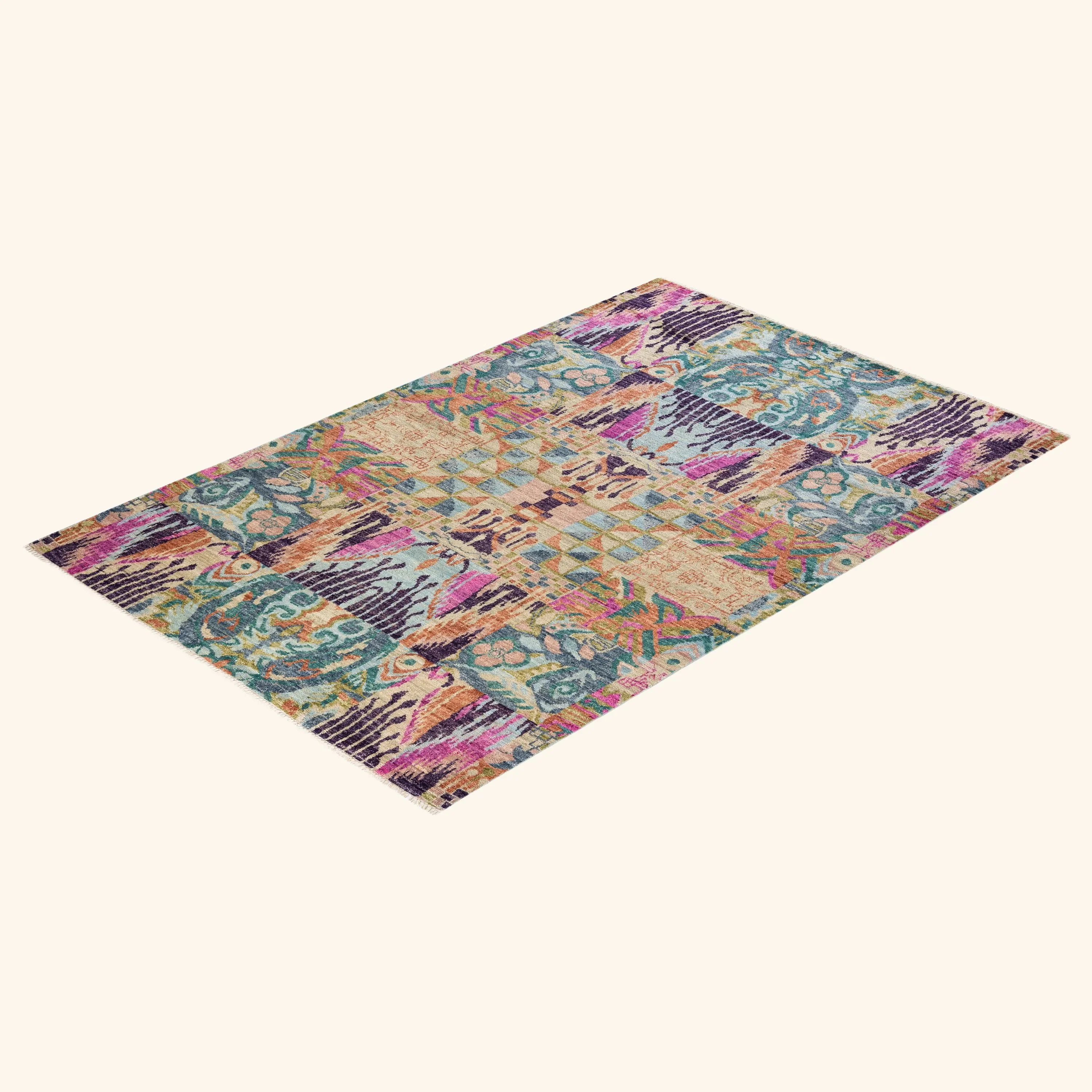 Multi Colored Abstract Wool Rug, 5'10 x 9'1" - Image 3