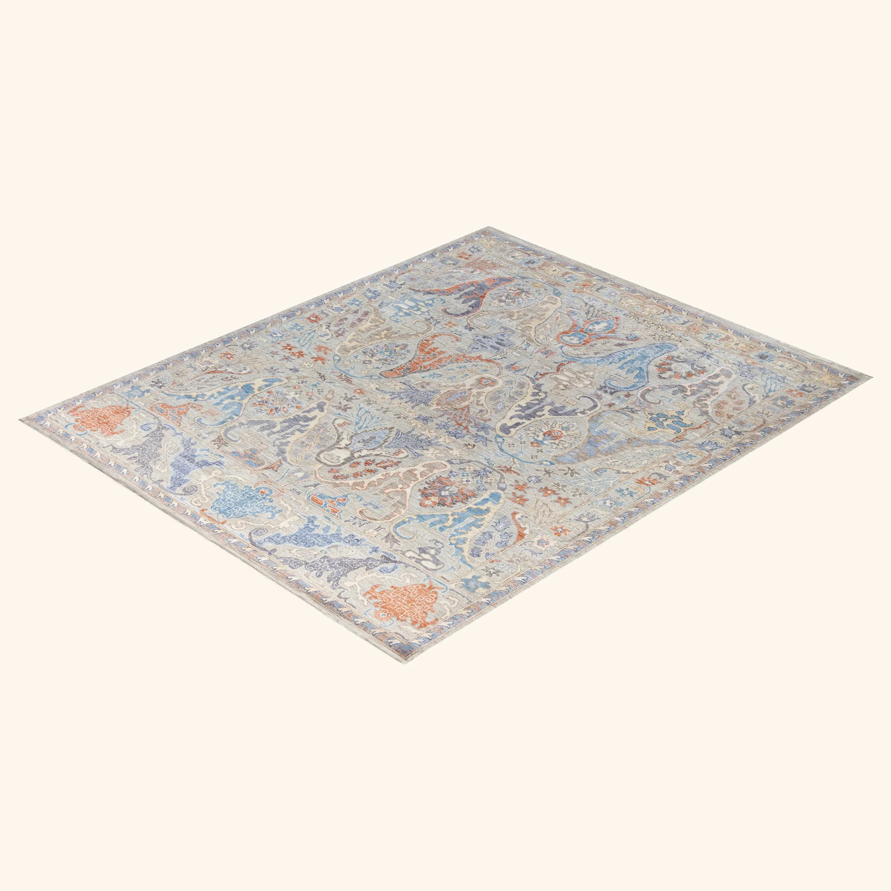 Light Grey Traditional Oushak Wool Rug - 8'1" x 10' - Image 4