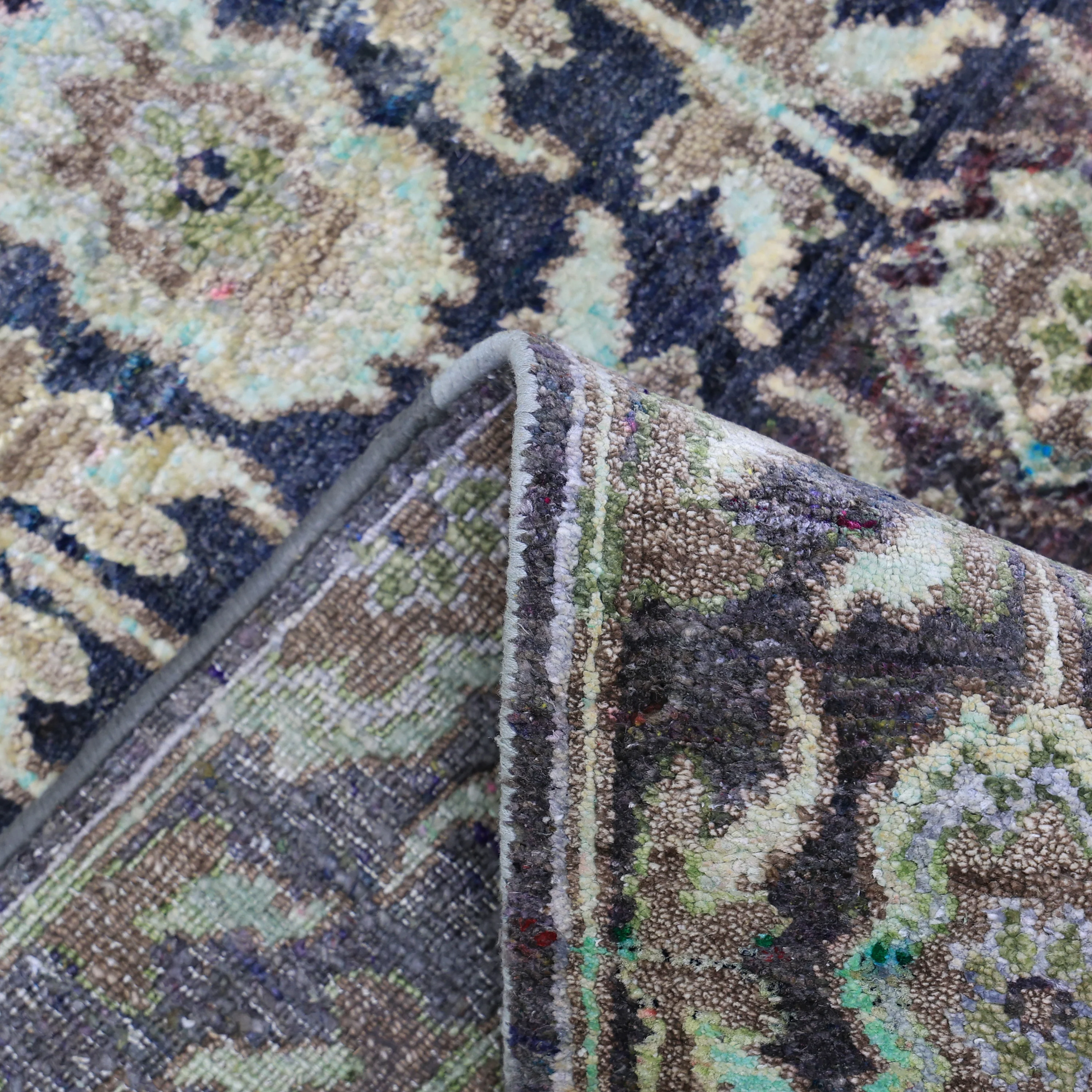 Multicolored Alchemy Contemporary Wool Silk Blend Runner - 3' x 14'6" - Image 7
