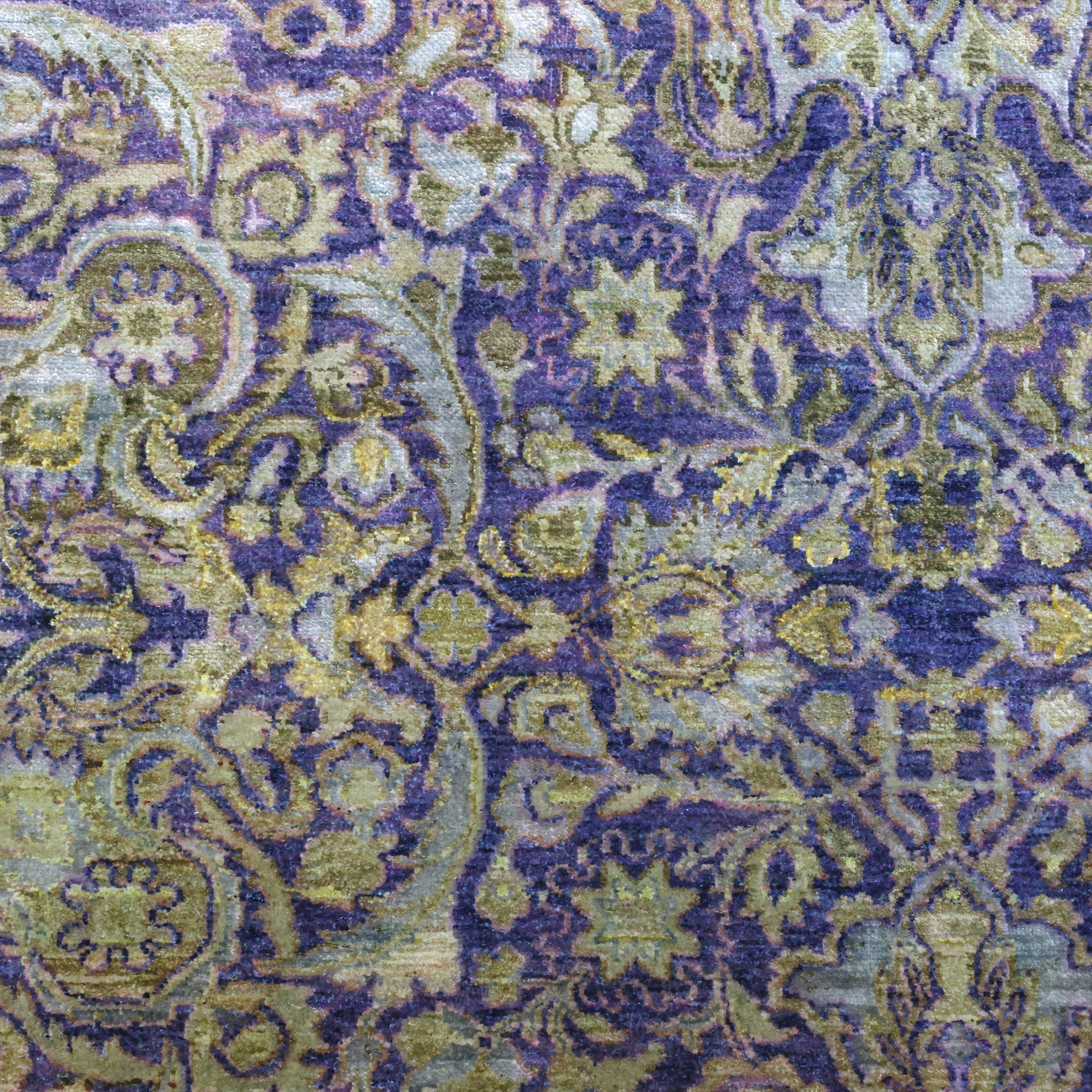 Purple Alchemy Traditional Wool Silk Blend Rug - 11'10" x 17'7" - Image 5