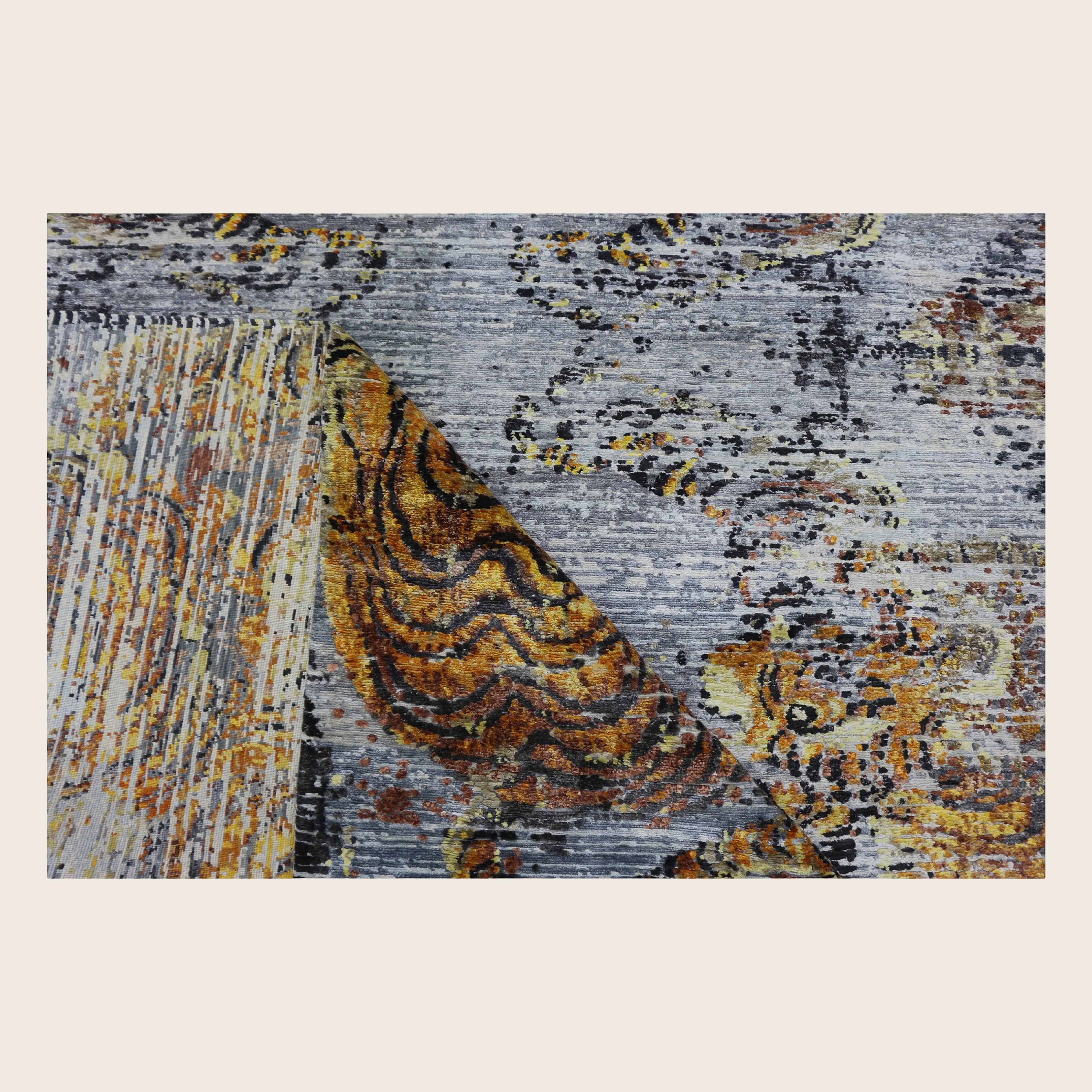 Tibetan Nu Vibrant Silk Rug - Midnight Sunburst - Image 4