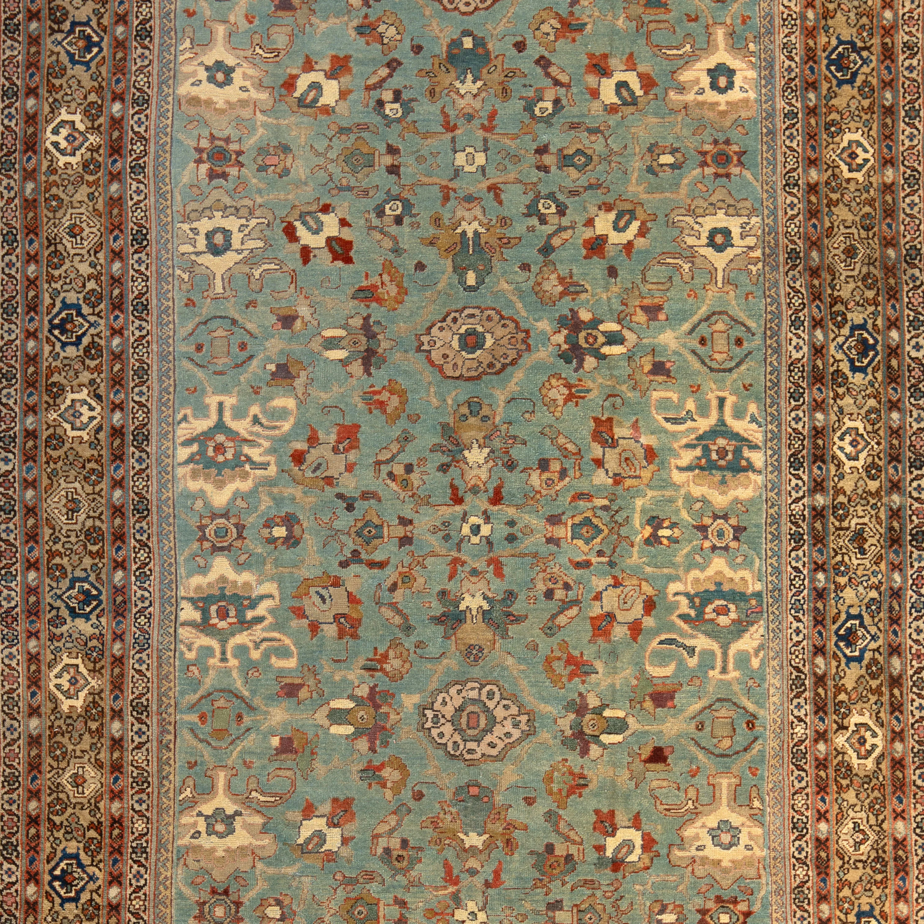 Blue & Brown Vintage Traditional Mahal Rug - 6'10" x 9'5" - Image 2