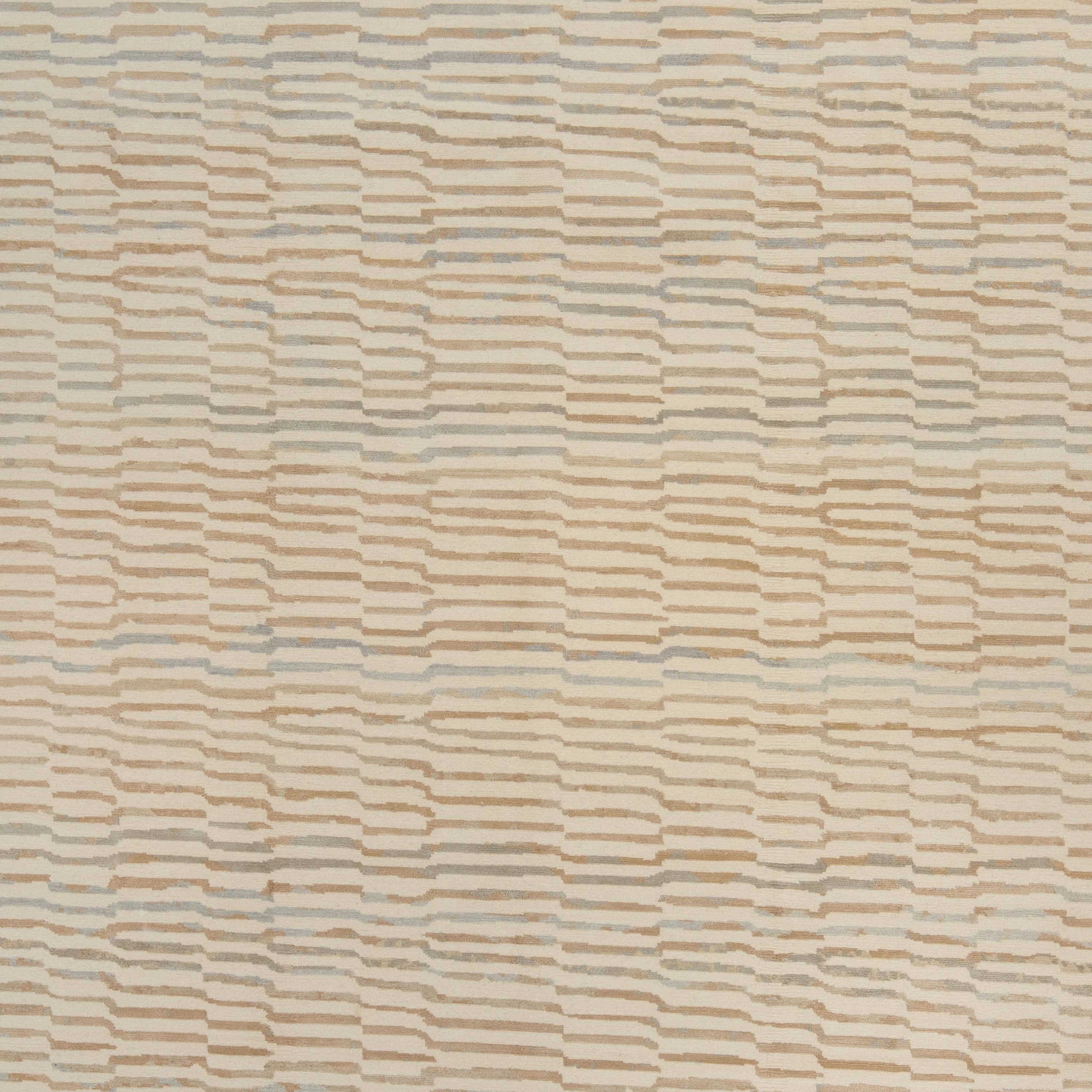 Beige Contemporary Tibetan Wool Silk Blend Rug - 9' x 12' - Image 2
