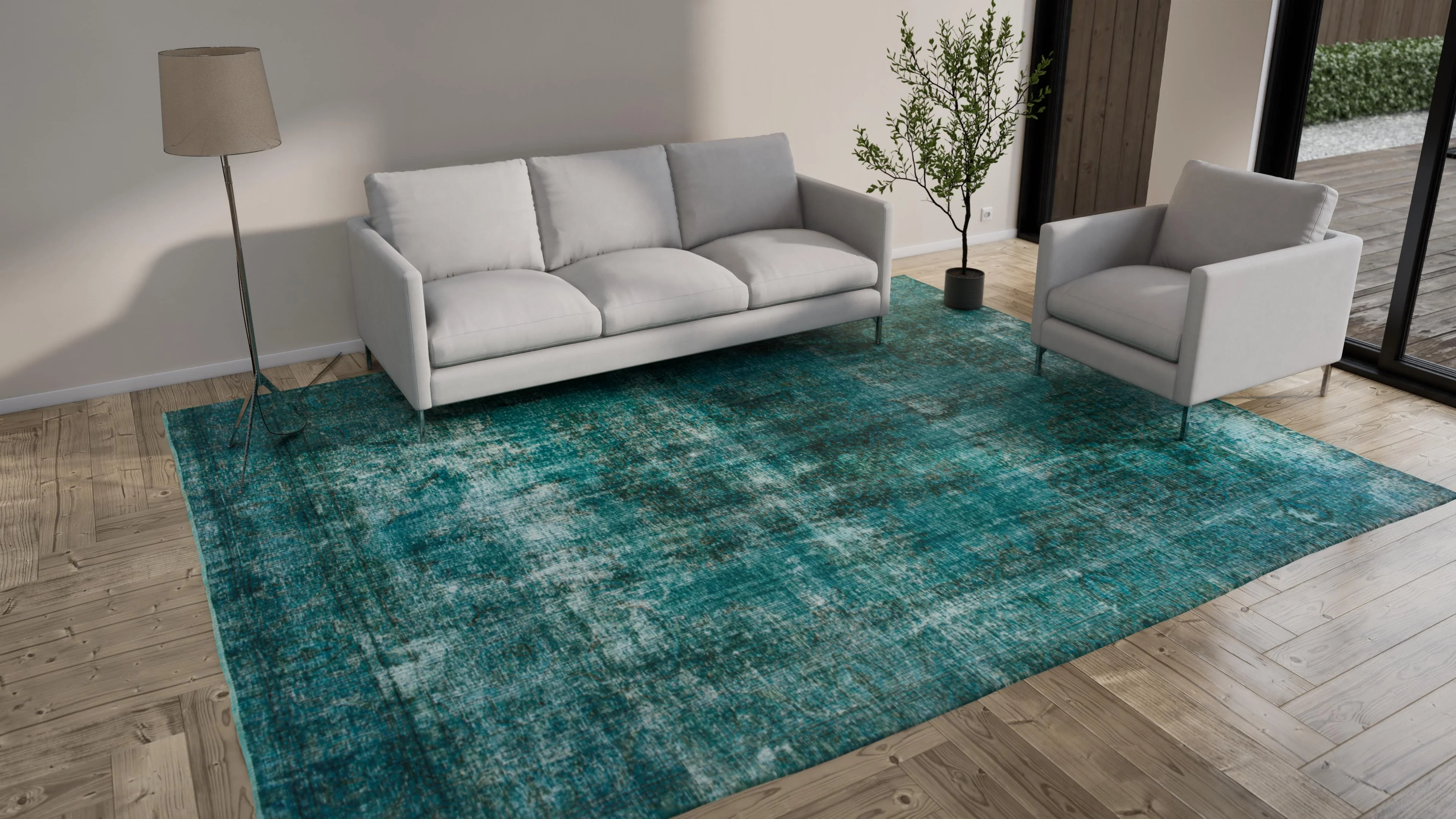 Blue Green Modern Wool Rug - 9'10" x 12'5" - Image 8