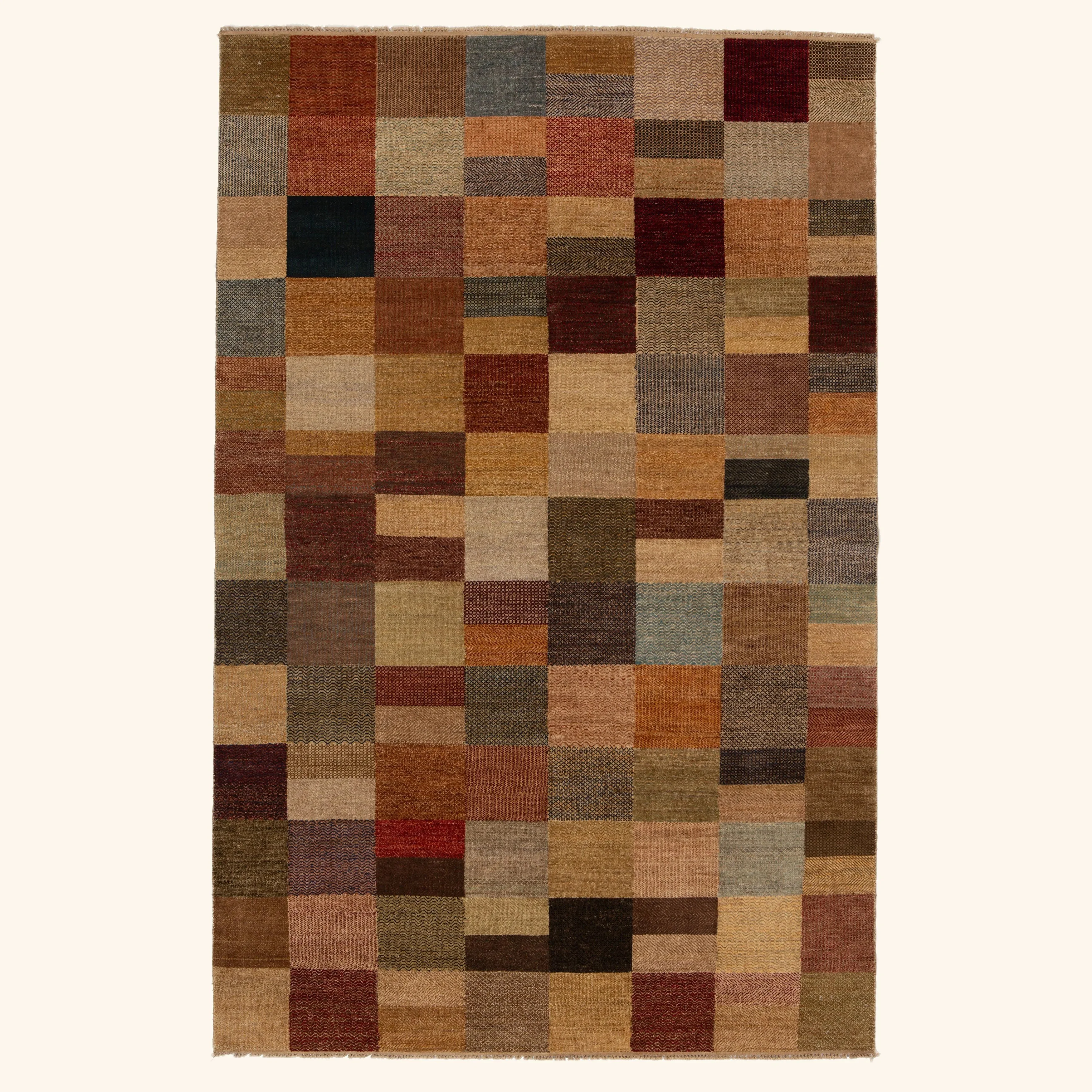 Checkered Geometric Modern Wool Rug 6'1" x 9'2"