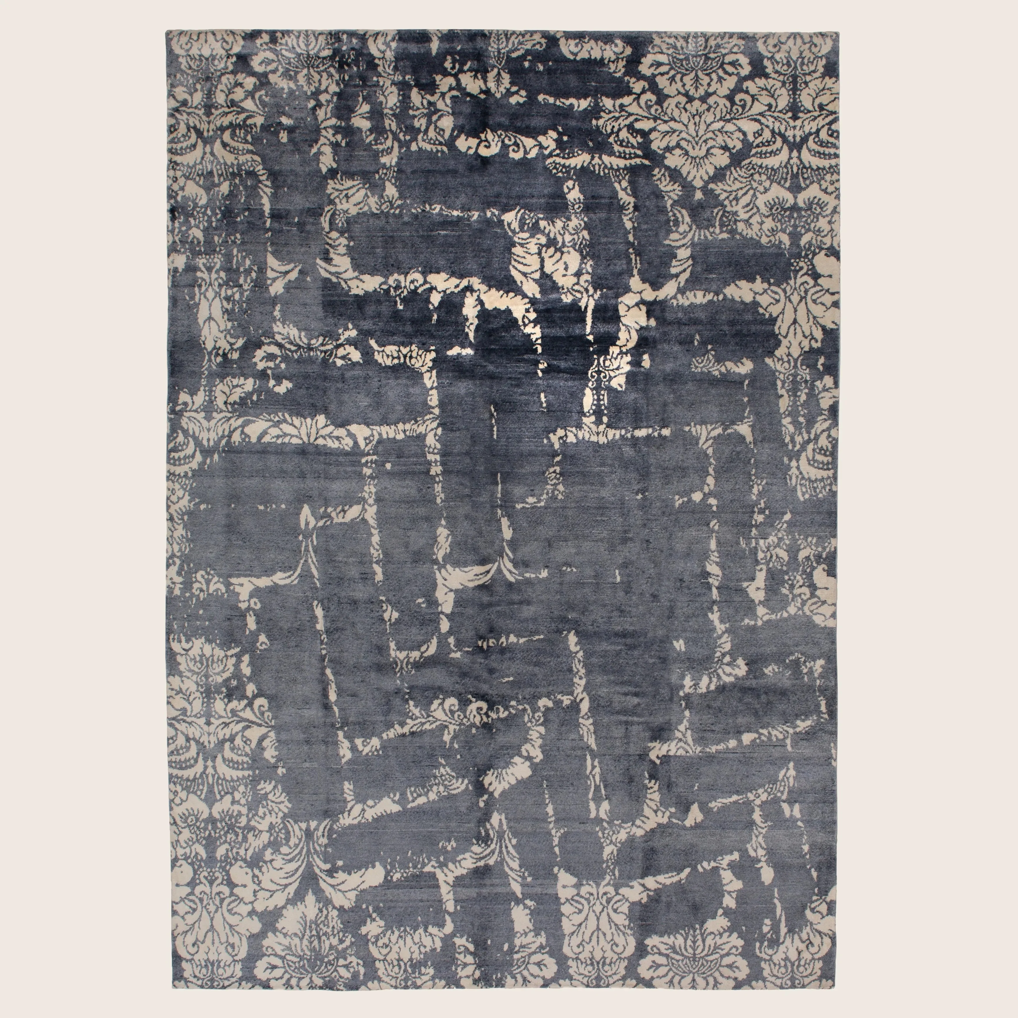 Grey Modern Wool Blend Rug - 9' x 12'